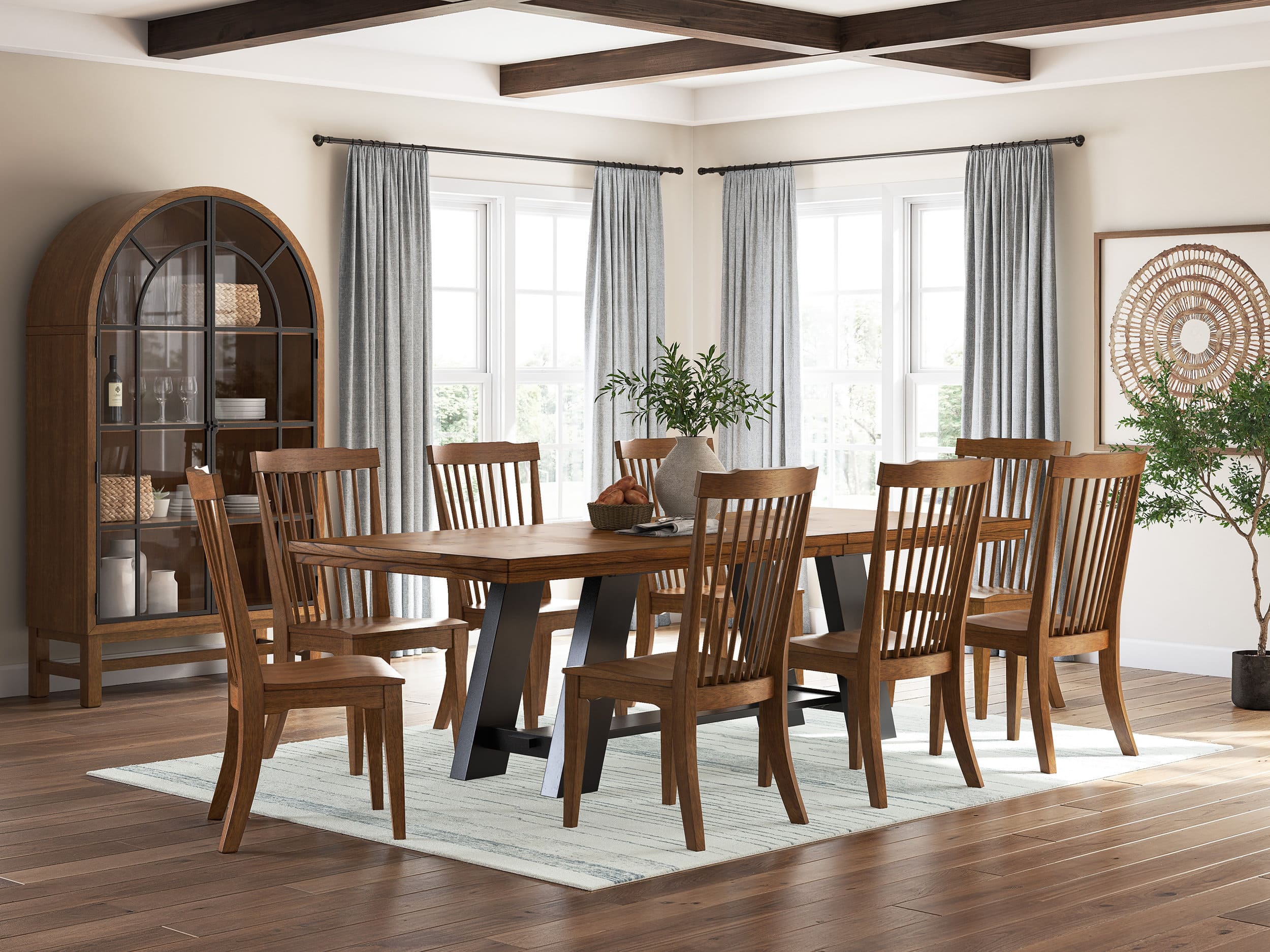 Greddinton Extendable Wood Dining Table - Brown/Black Farmhouse