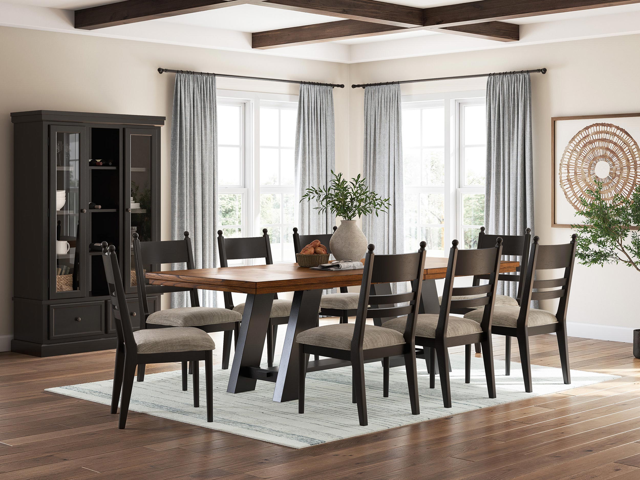 Greddinton Extendable Wood Dining Table - Brown/Black Farmhouse