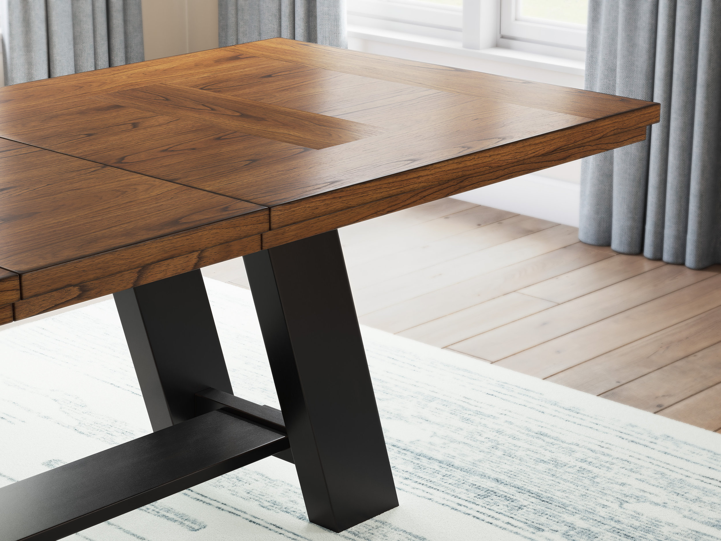 Greddinton Extendable Wood Dining Table - Brown/Black Farmhouse