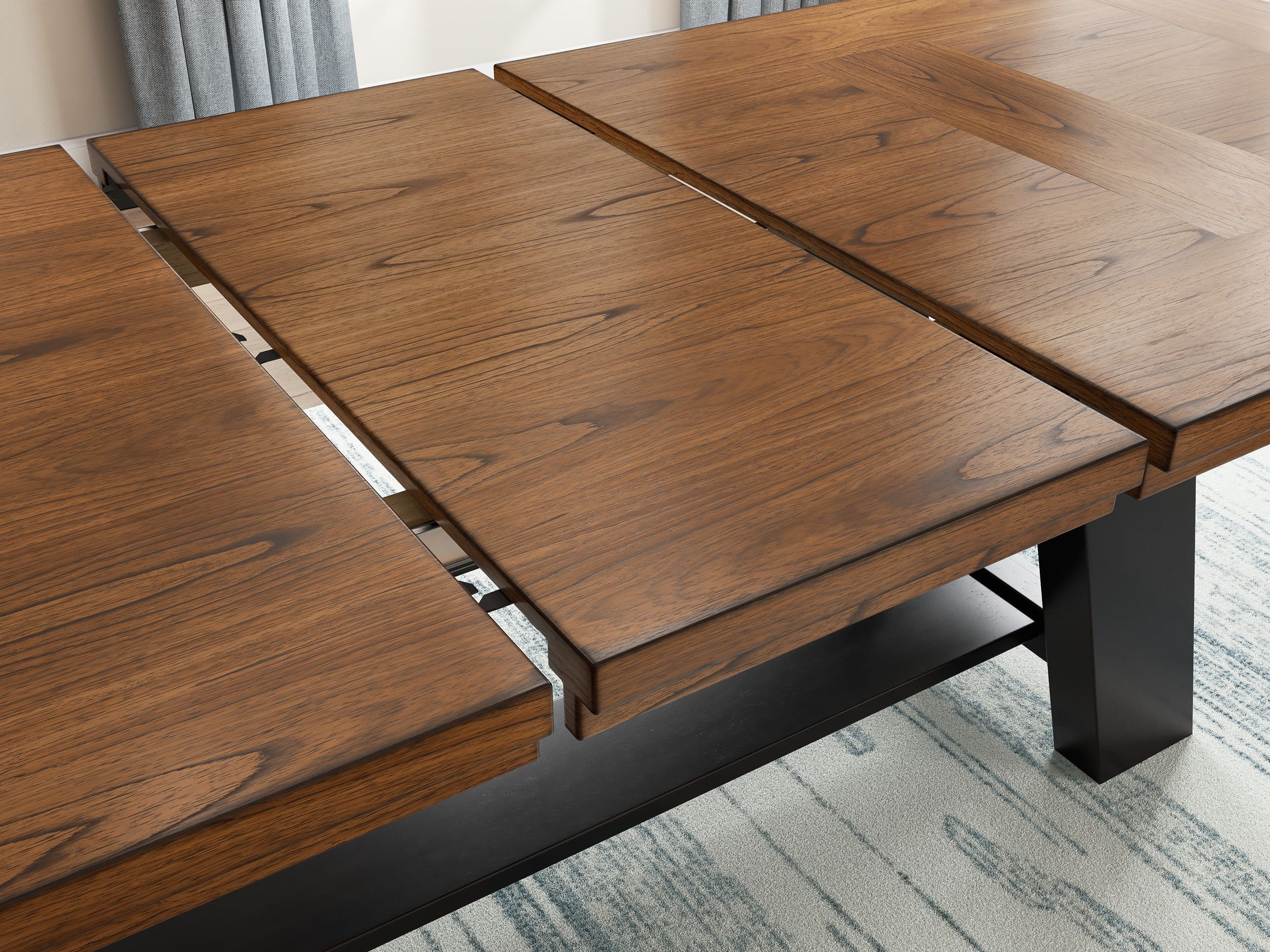 Greddinton Extendable Wood Dining Table - Brown/Black Farmhouse