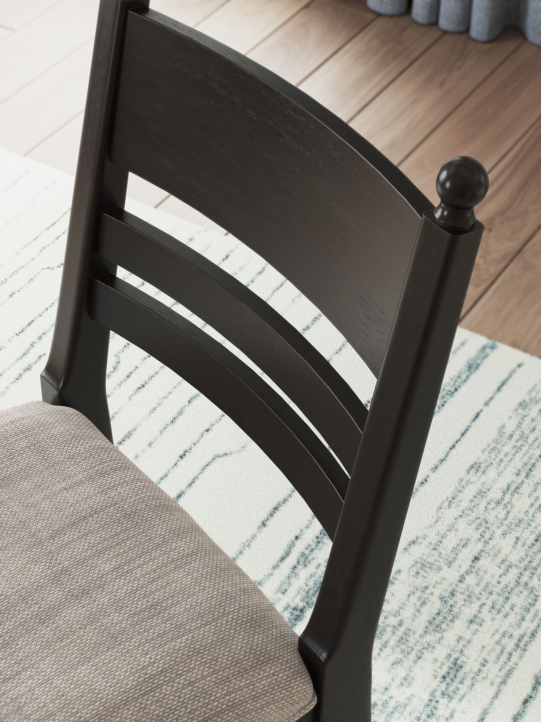 Greddinton Black Wood & Gray Upholstered Bar Height Stool