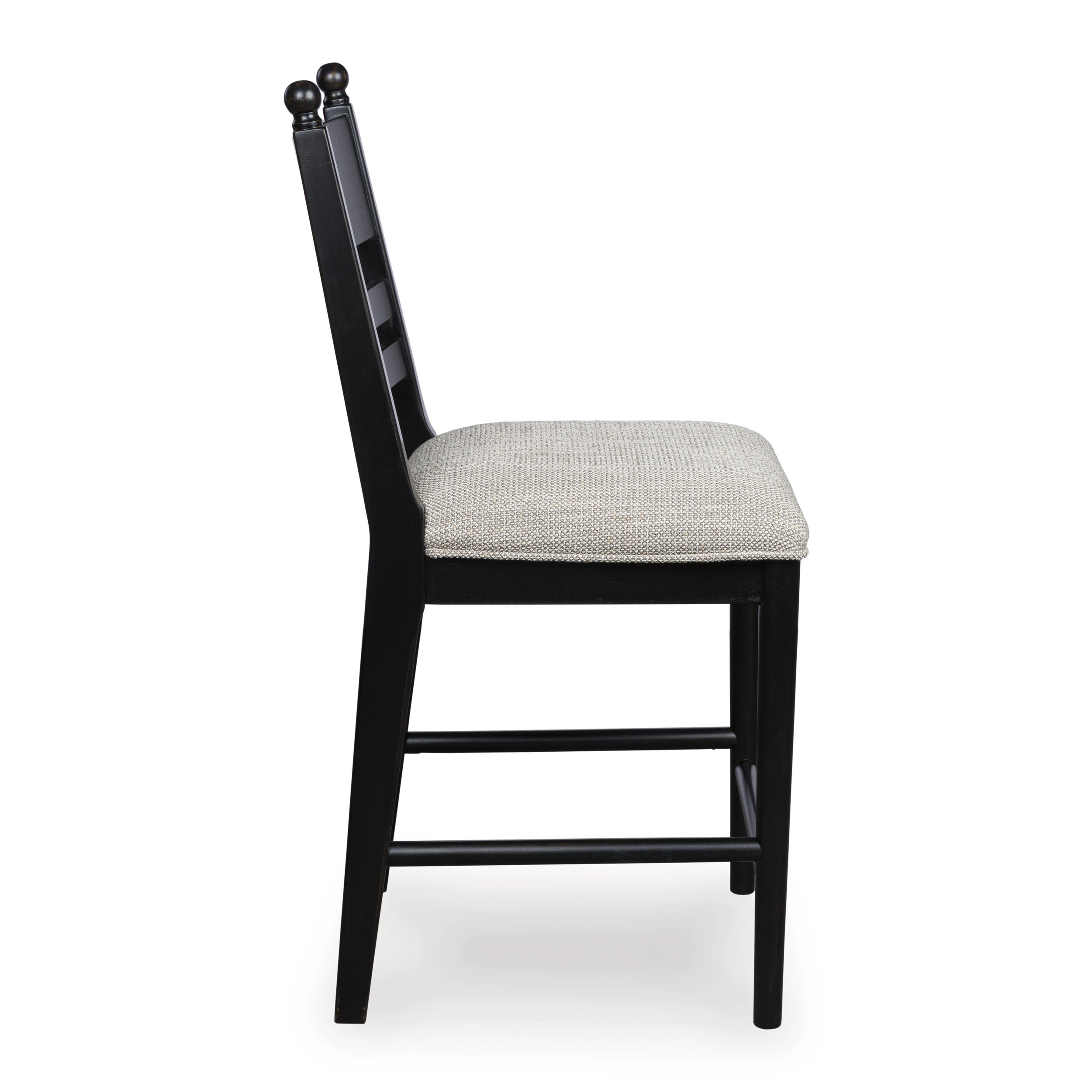 Greddinton Black Wood & Gray Upholstered Bar Height Stool