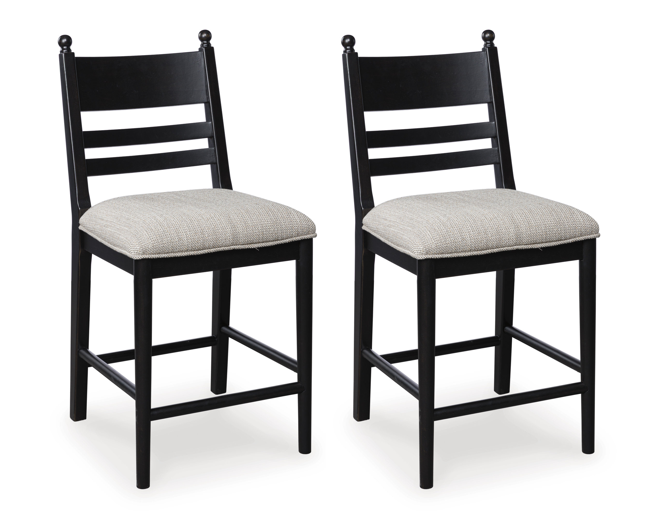 Greddinton Black Wood & Gray Upholstered Bar Height Stool