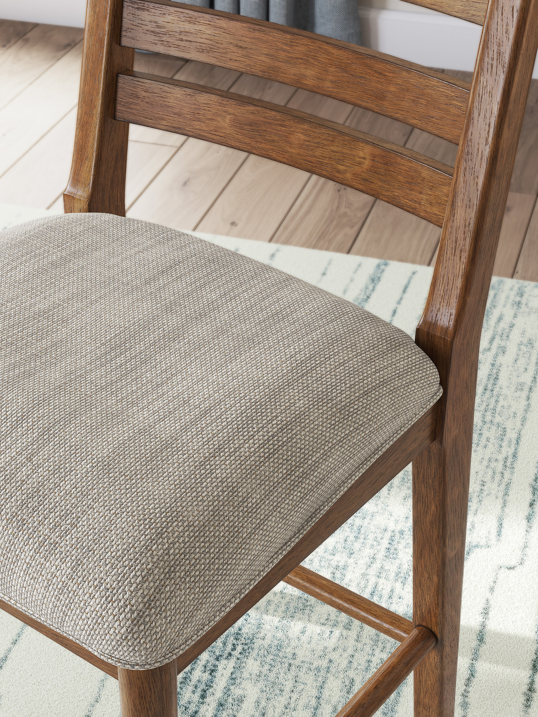 Greddinton Black Wood & Gray Upholstered Counter Stool