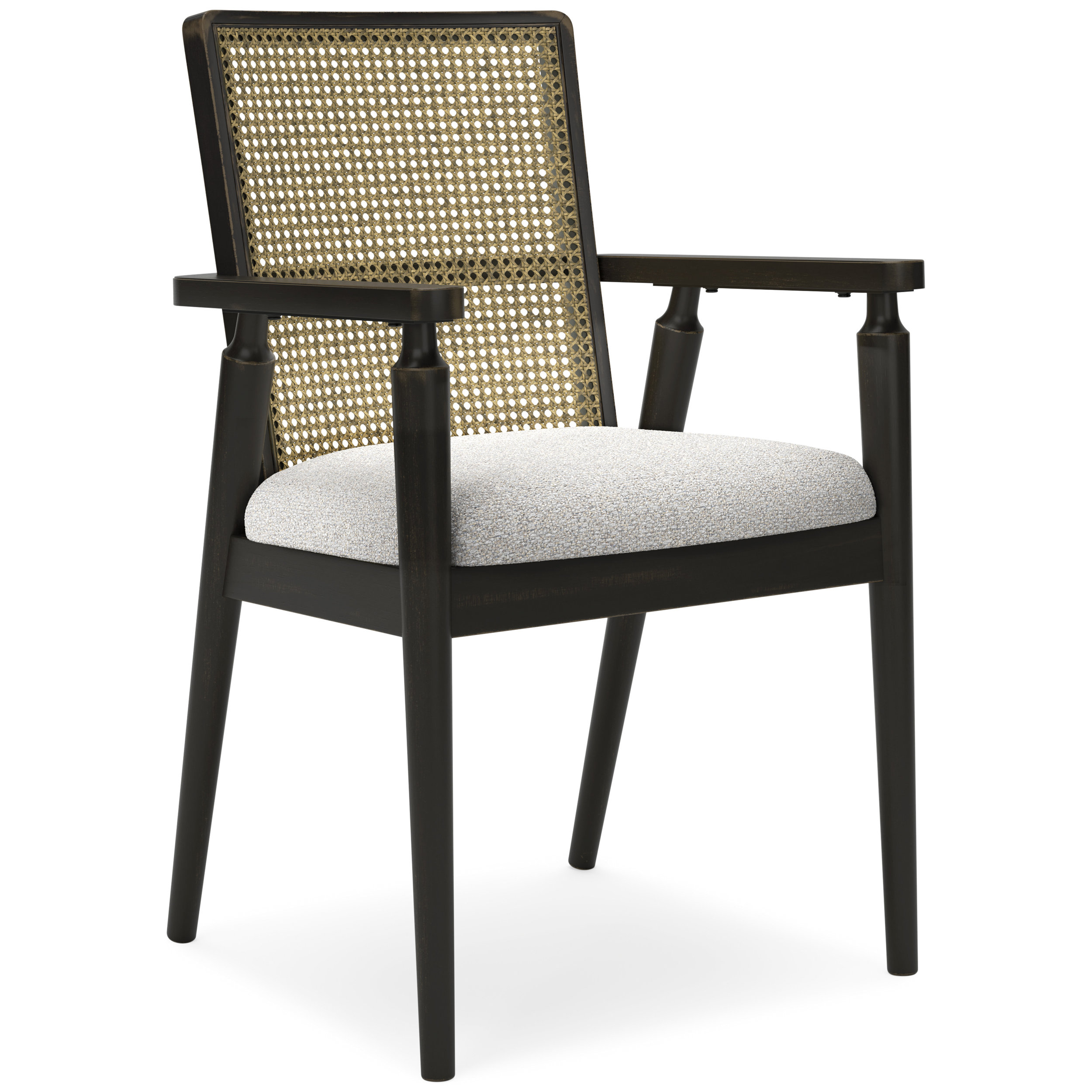 Galliden Upholstered Dining Arm Chair | Black Wood Finish