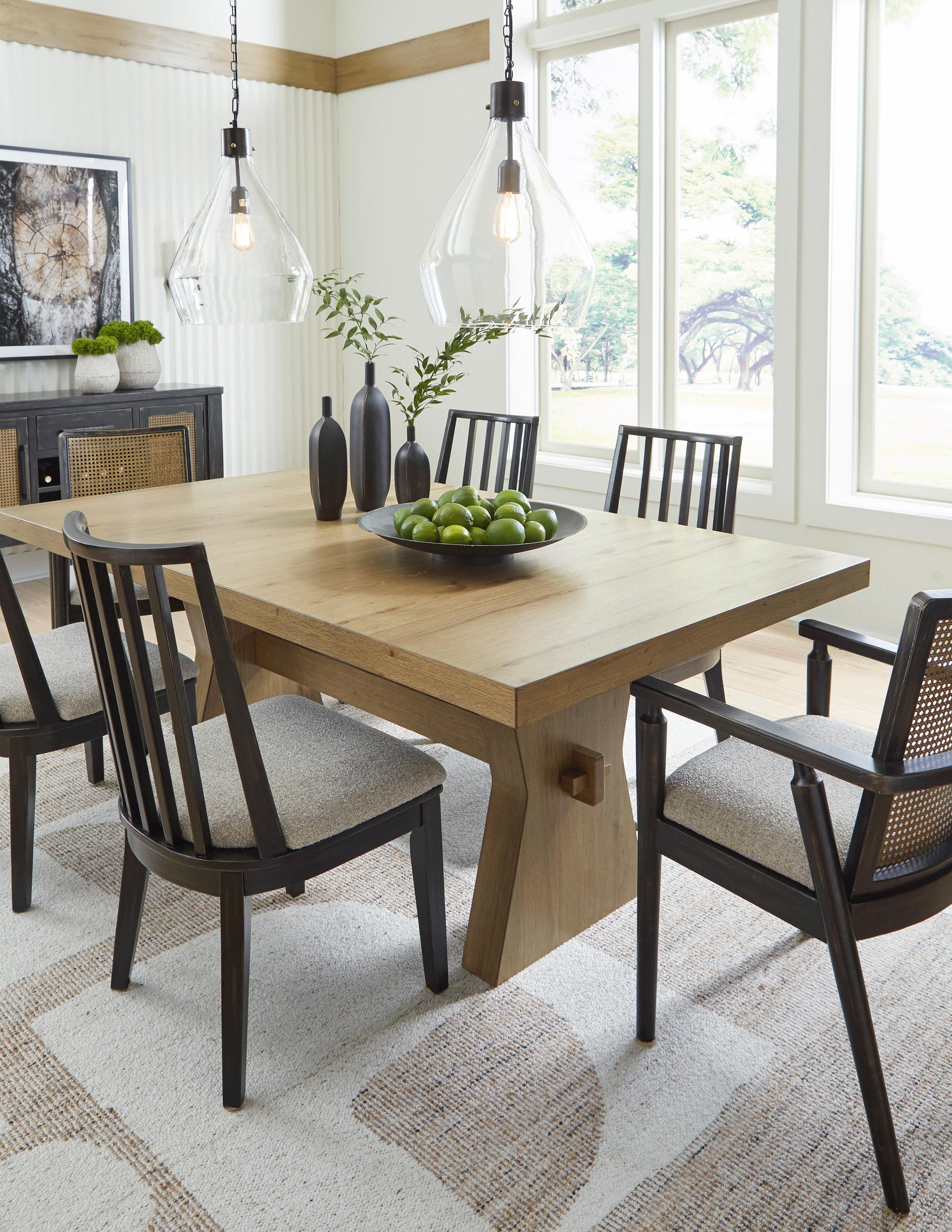 Galliden Upholstered Dining Side Chair | Black Wood Finish