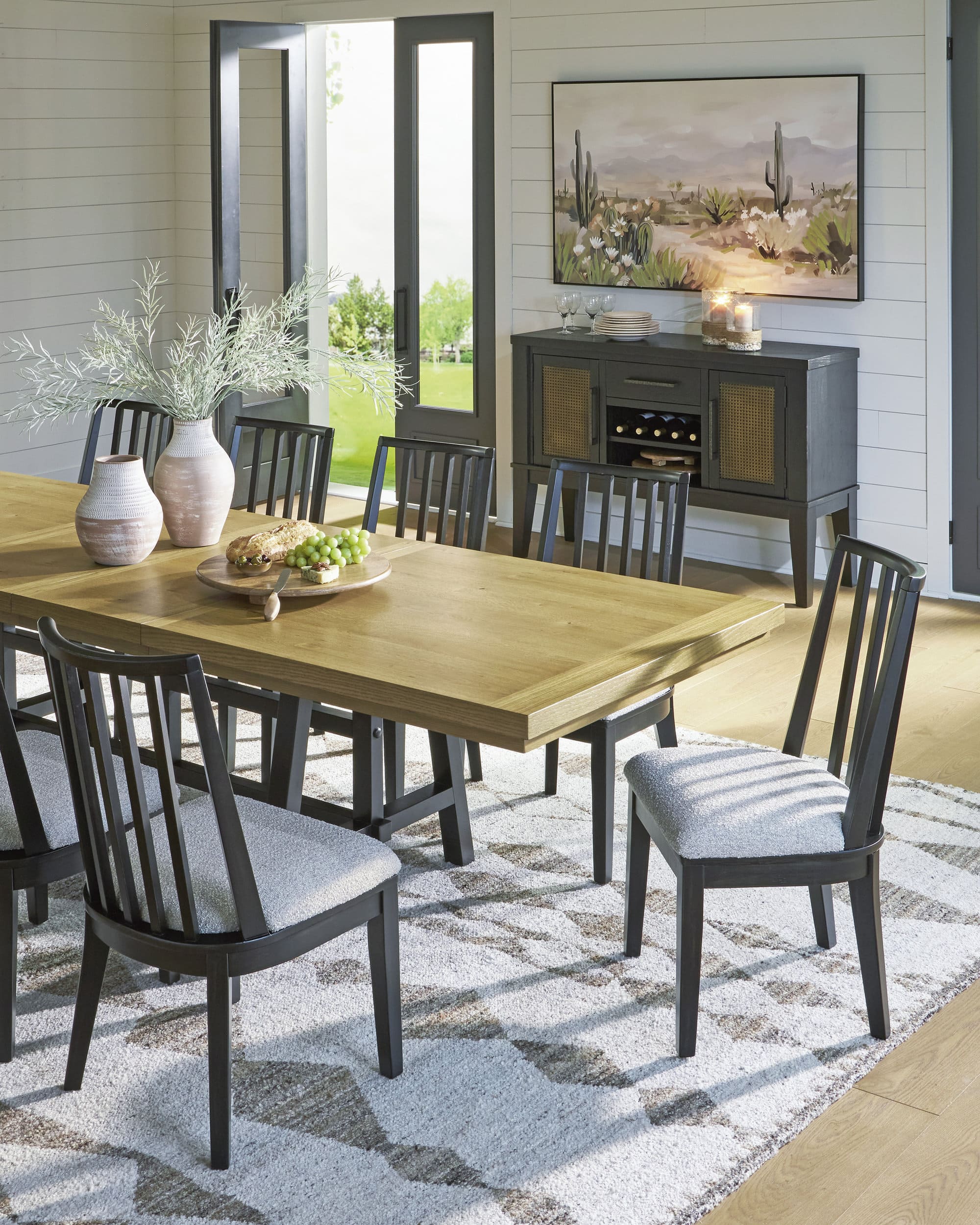 Galliden Upholstered Dining Side Chair | Black Wood Finish