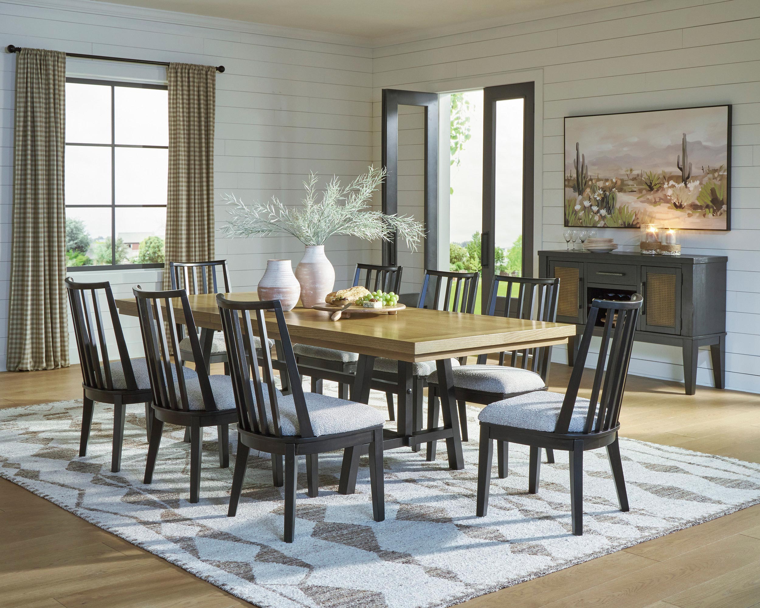Galliden Extendable Dining Set - Rustic Oak & Black | Ashley