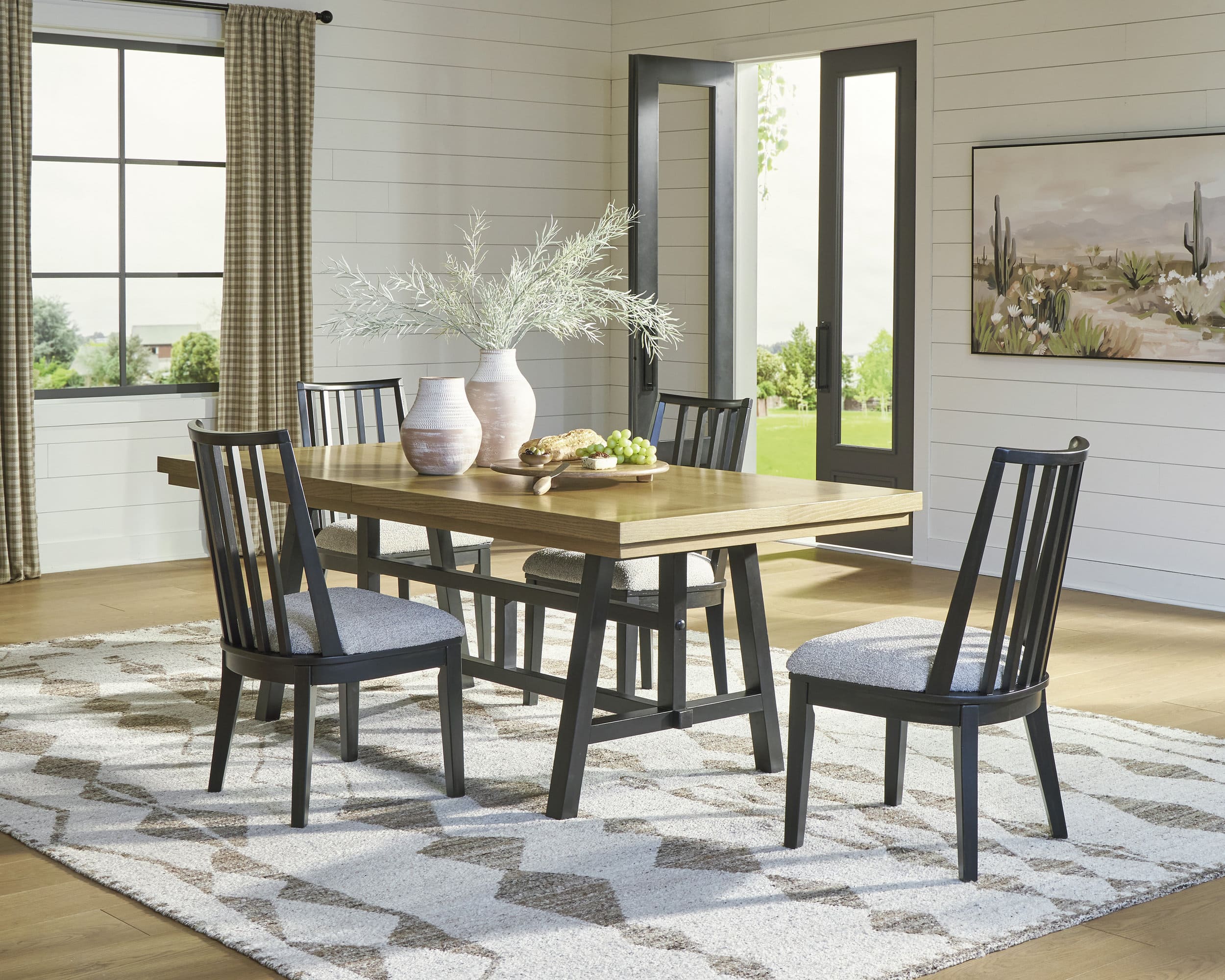 Galliden Extendable Wood Dining Table | Two-Tone Brown & Black