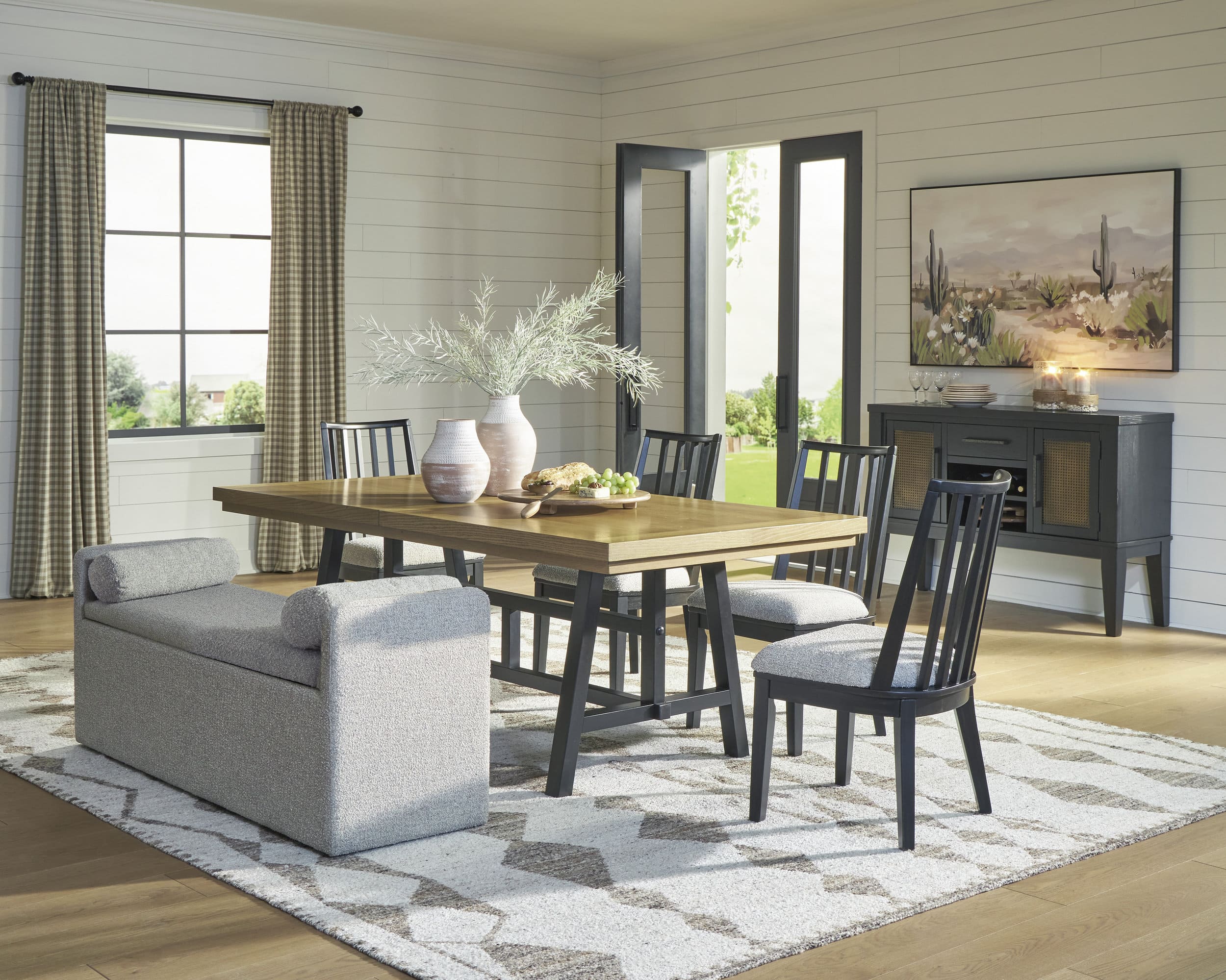 Galliden Extendable Dining Set - Rustic Oak & Black | Ashley