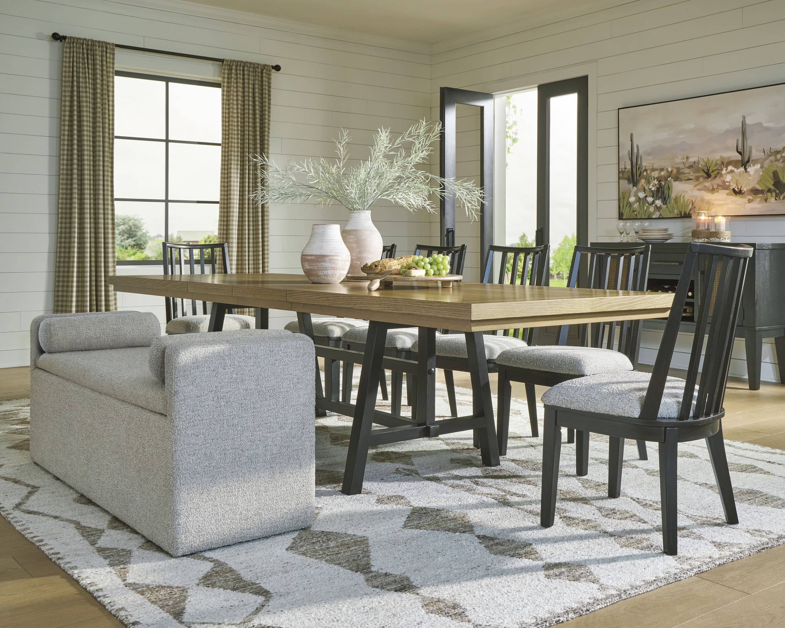 Galliden Extendable Dining Set - Rustic Oak & Black | Ashley