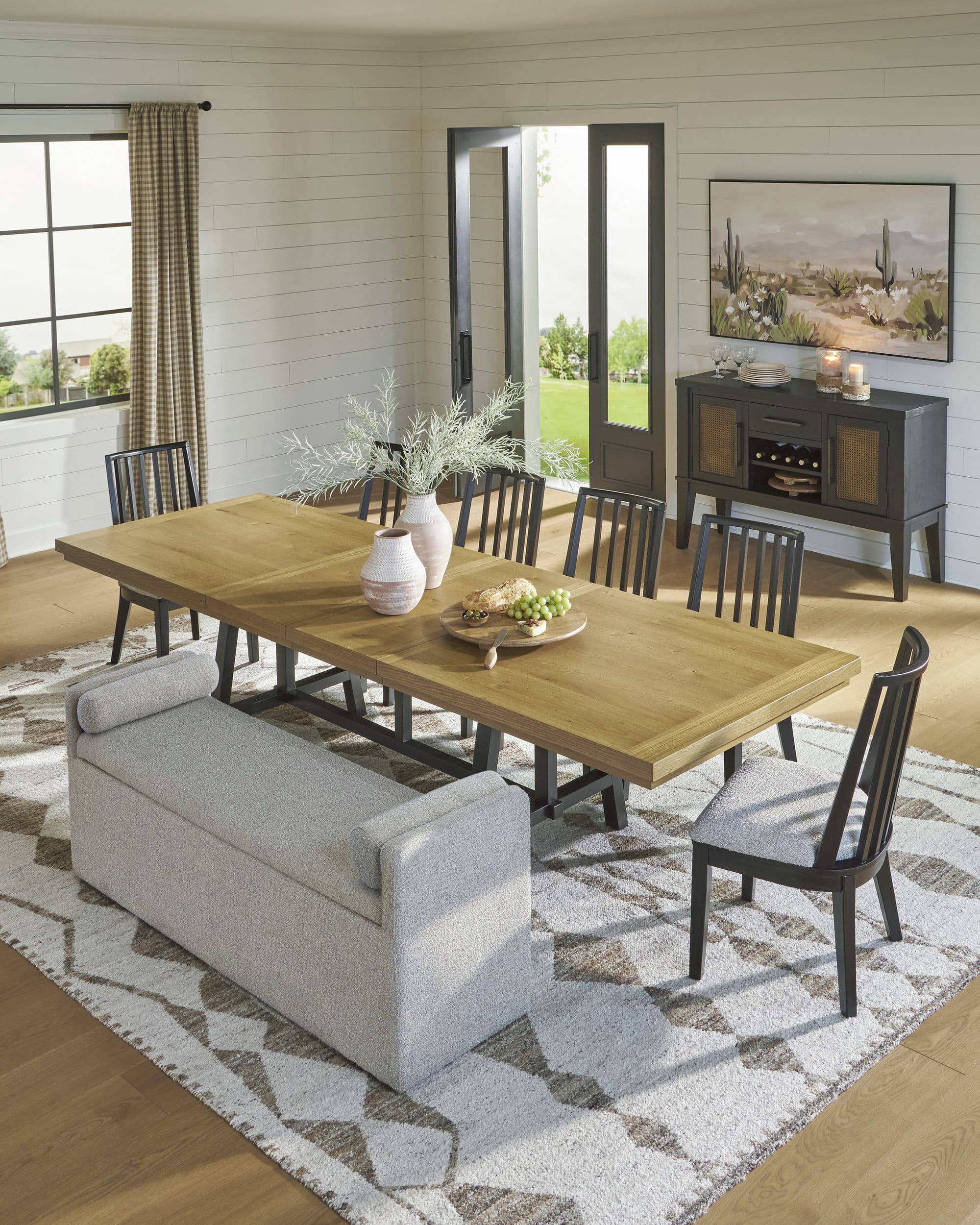 Galliden Extendable Wood Dining Table | Two-Tone Brown & Black