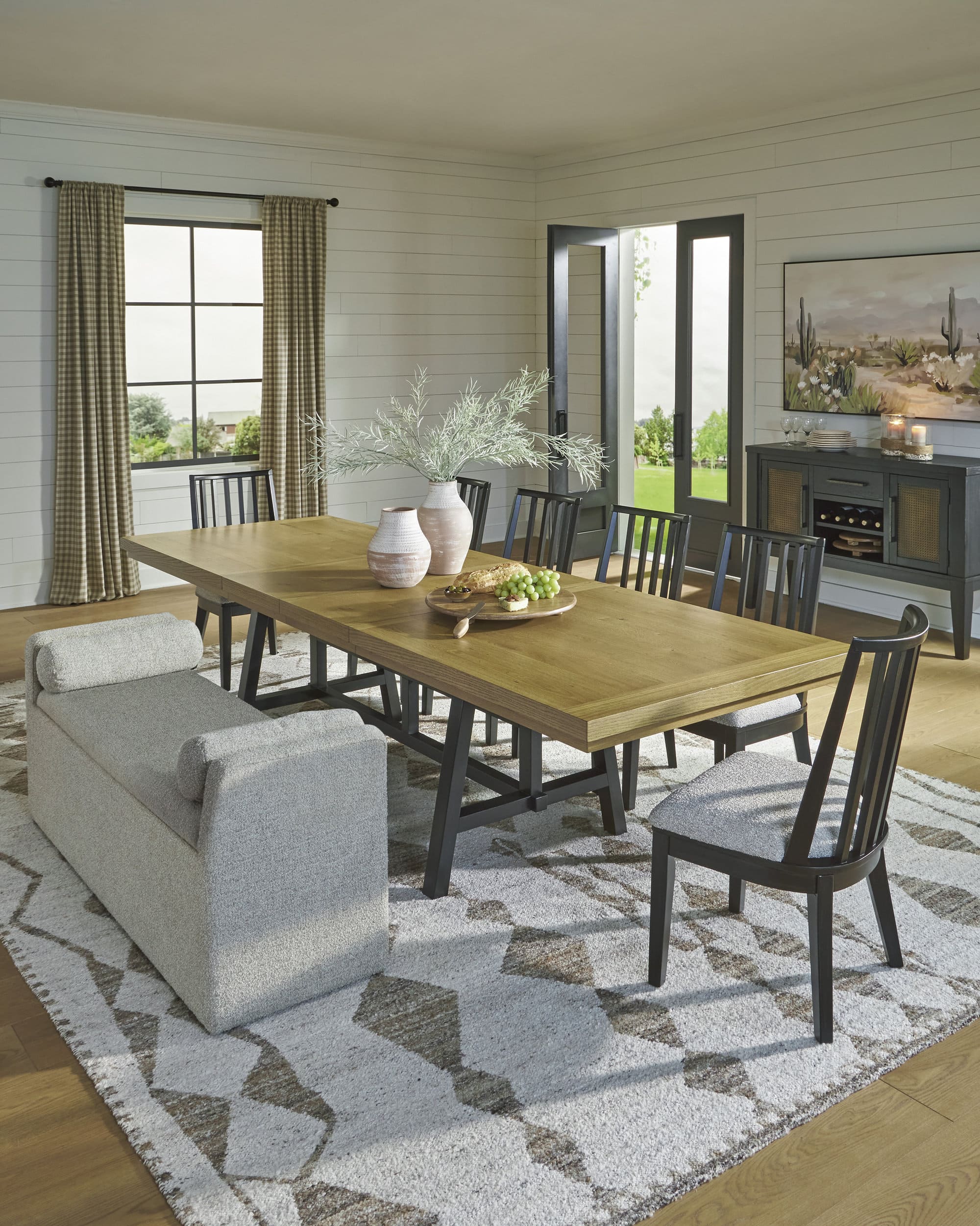 Galliden Extendable Wood Dining Table | Two-Tone Brown & Black