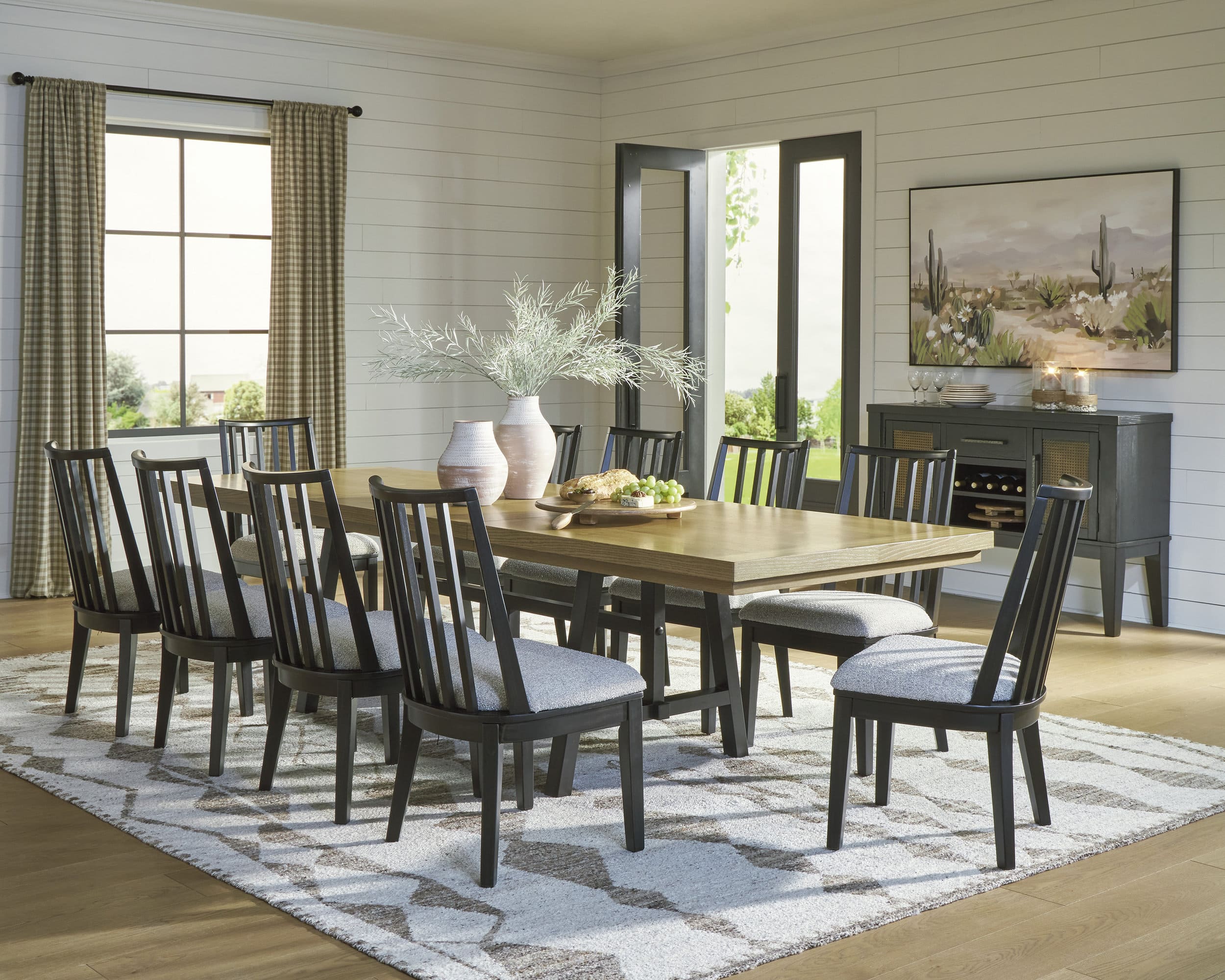 Galliden Extendable Dining Set - Rustic Oak & Black | Ashley
