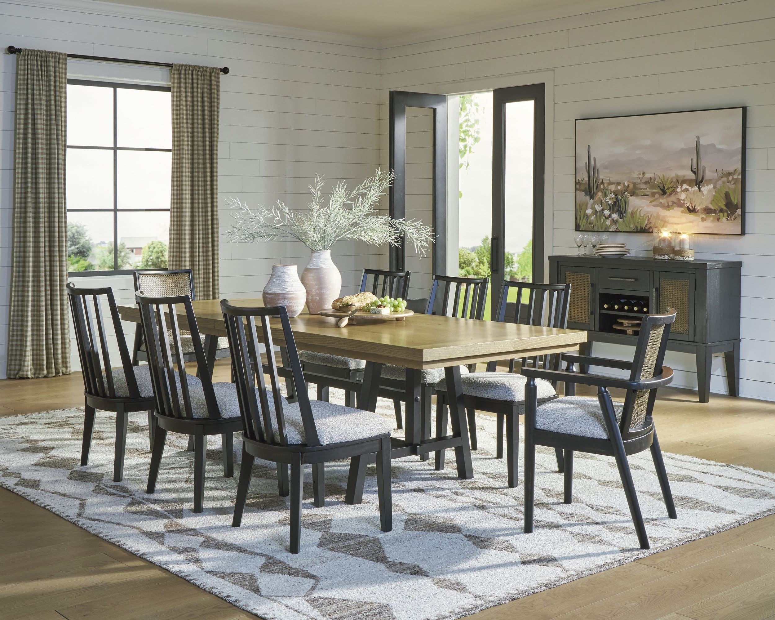 Galliden Extendable Wood Dining Table | Two-Tone Brown & Black