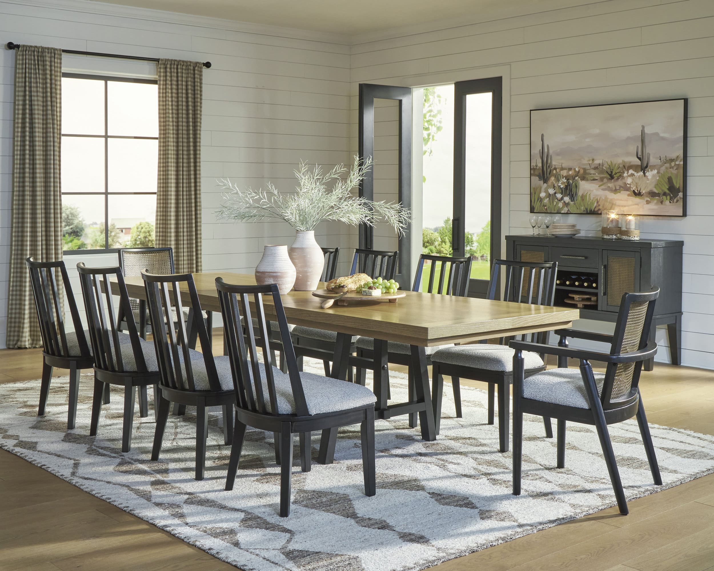 Galliden Extendable Dining Set - Rustic Oak & Black | Ashley