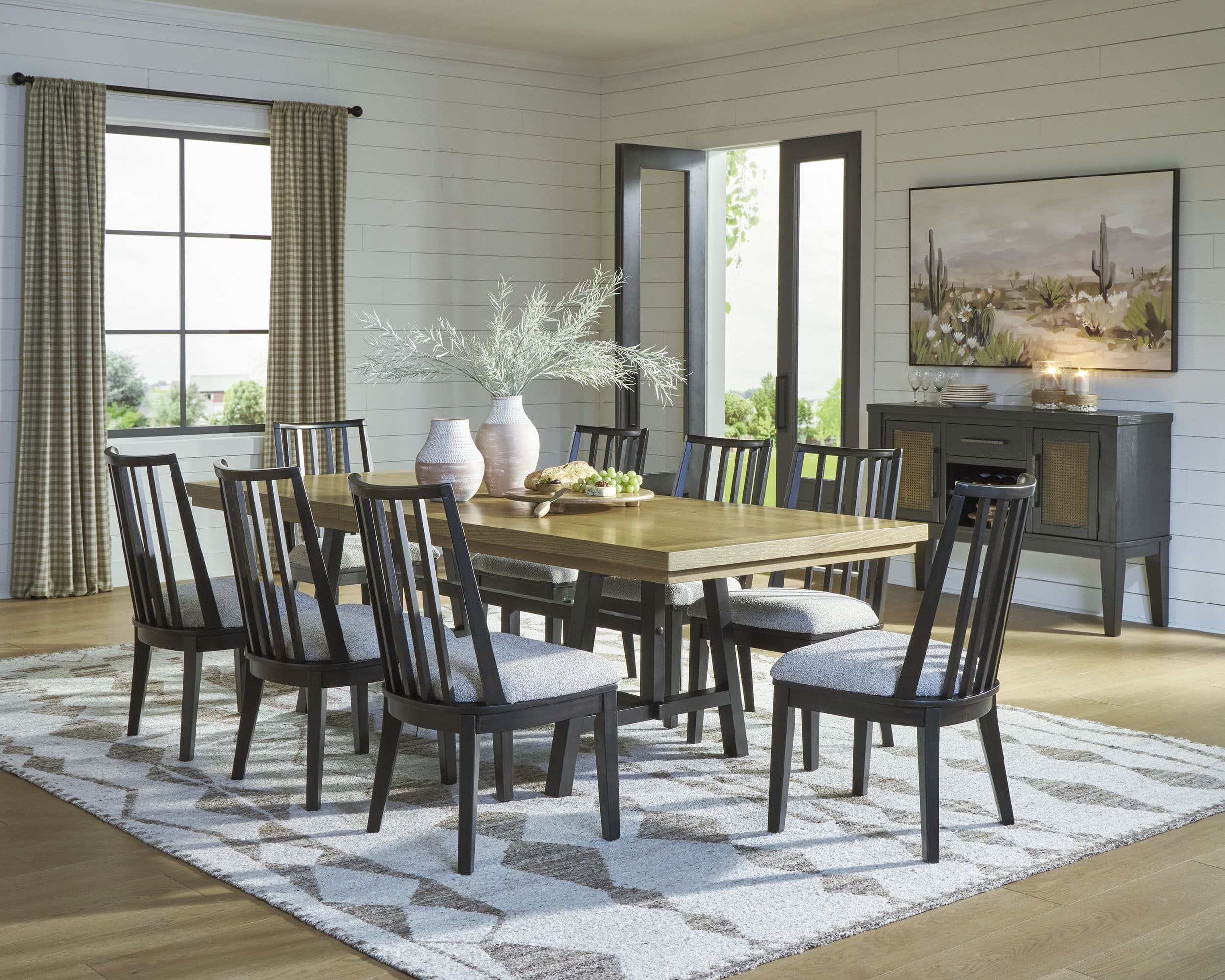 Galliden Extendable Wood Dining Table | Two-Tone Brown & Black