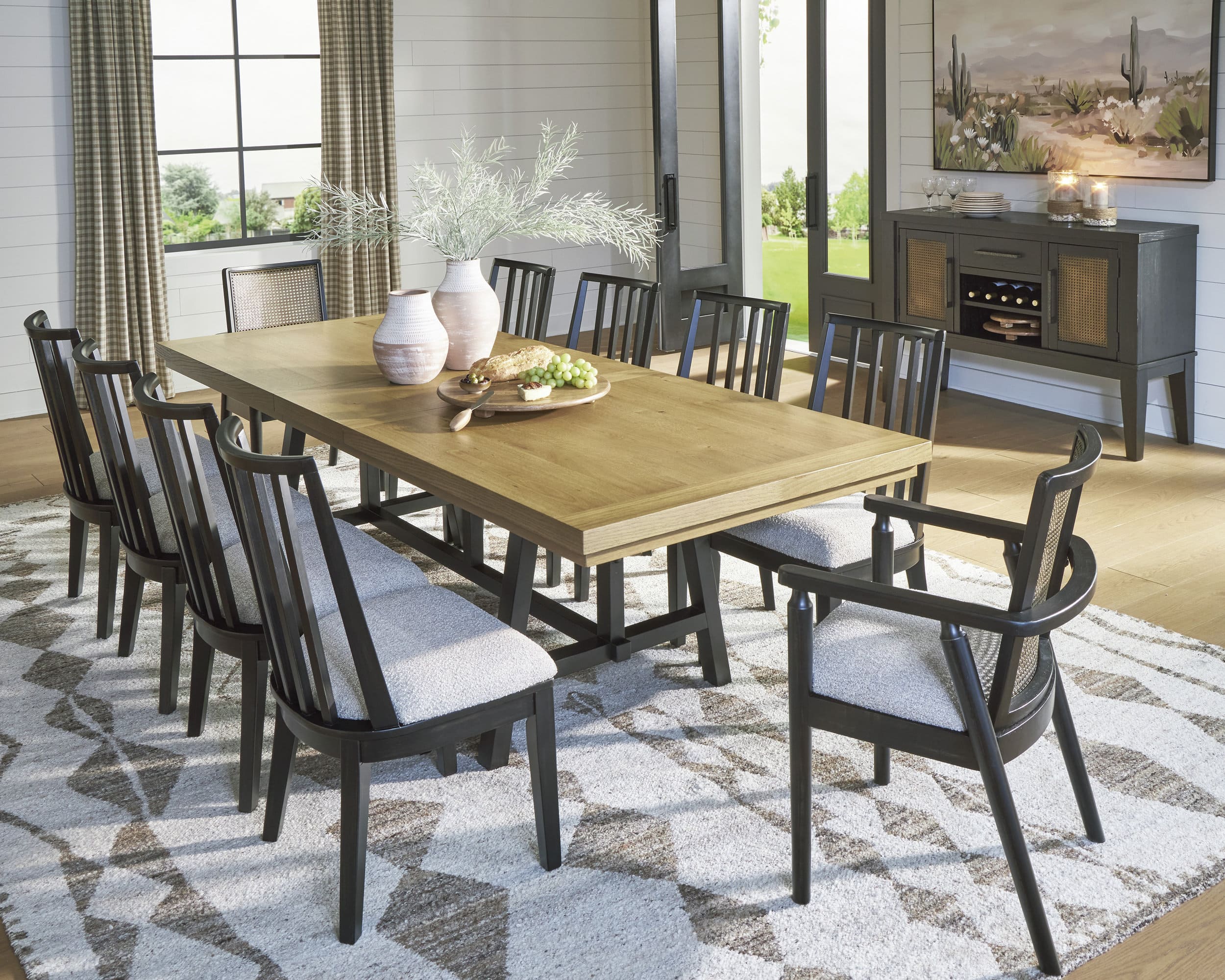 Galliden Extendable Dining Set - Rustic Oak & Black | Ashley