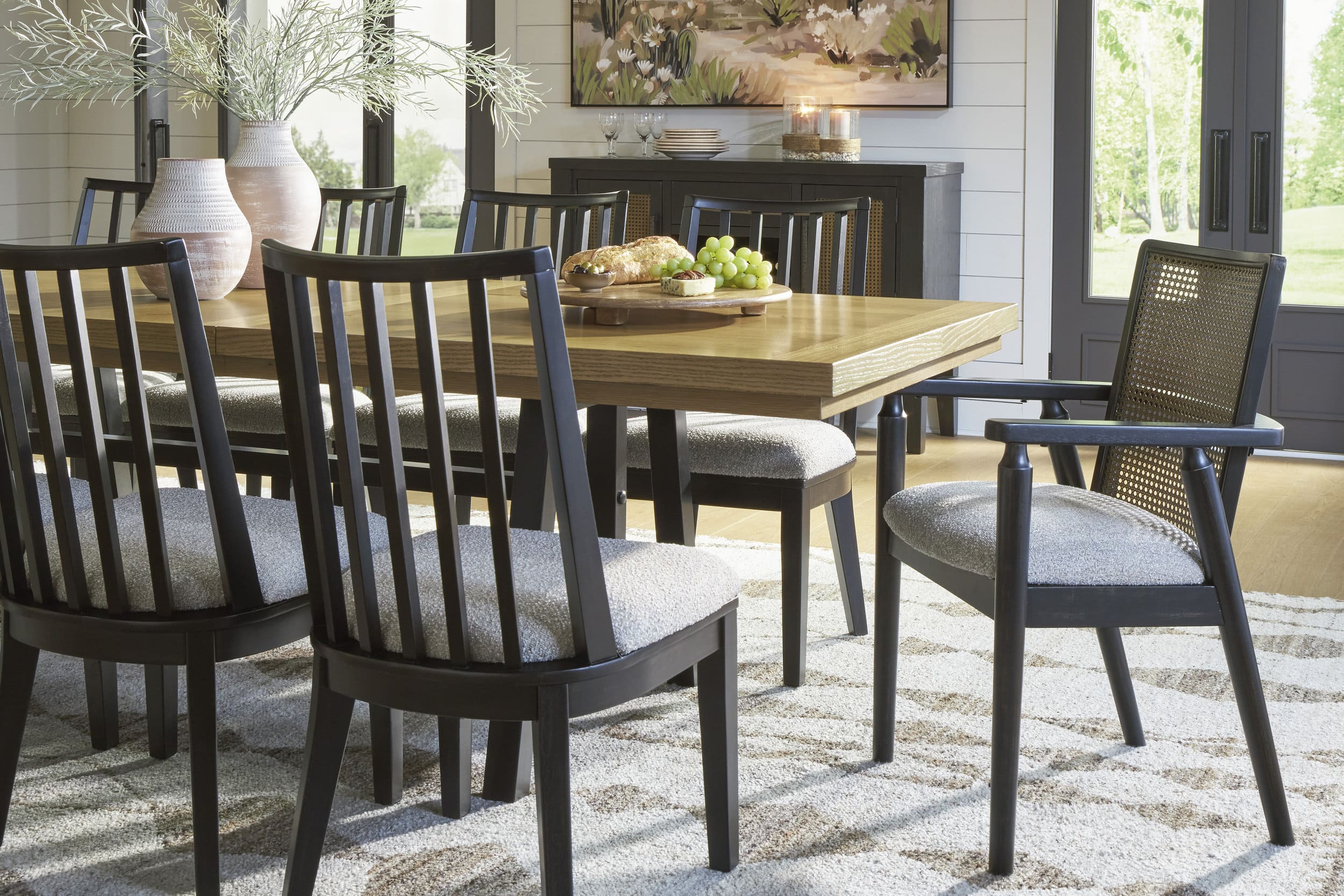 Galliden Extendable Wood Dining Table | Two-Tone Brown & Black