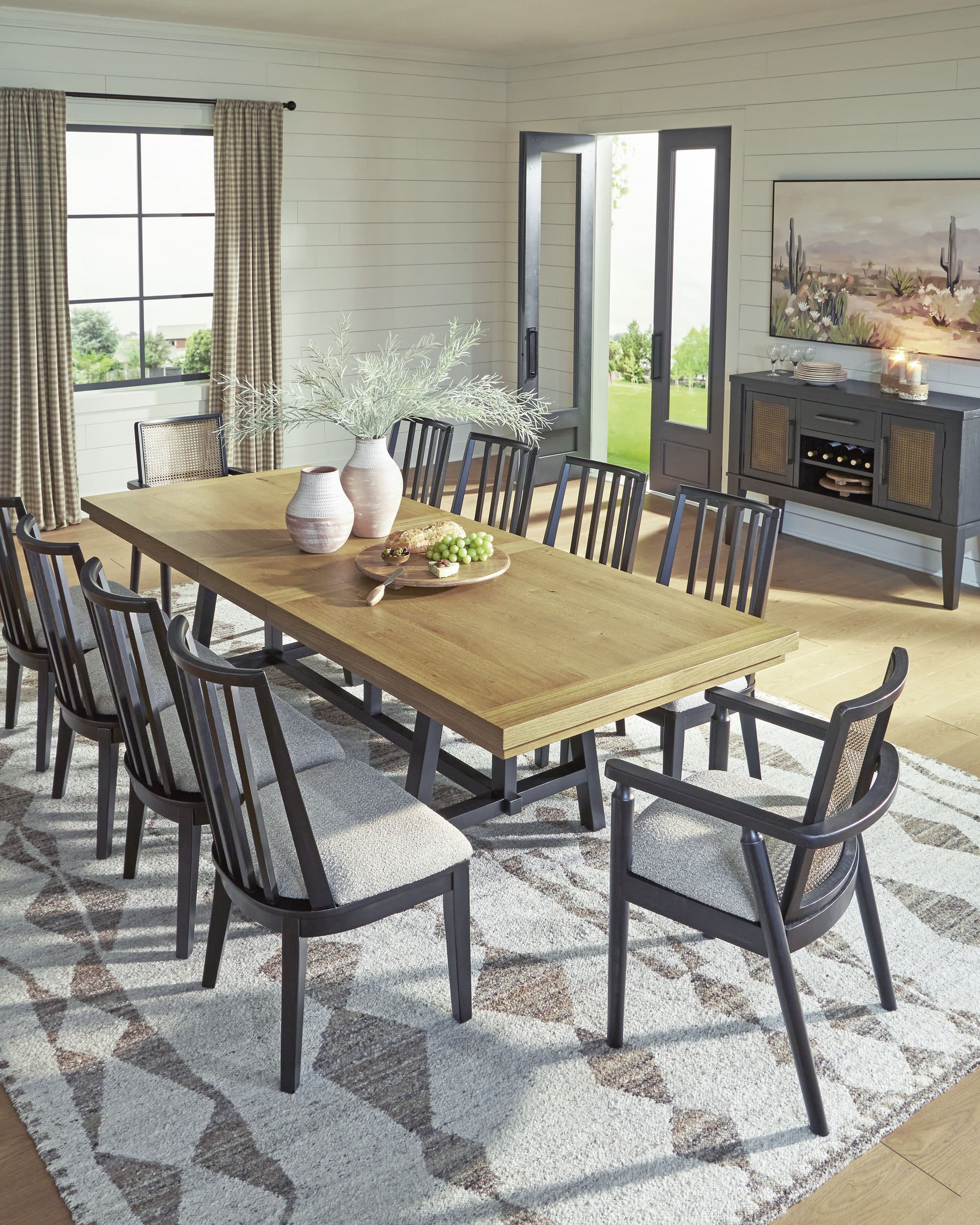 Galliden Extendable Wood Dining Table | Two-Tone Brown & Black