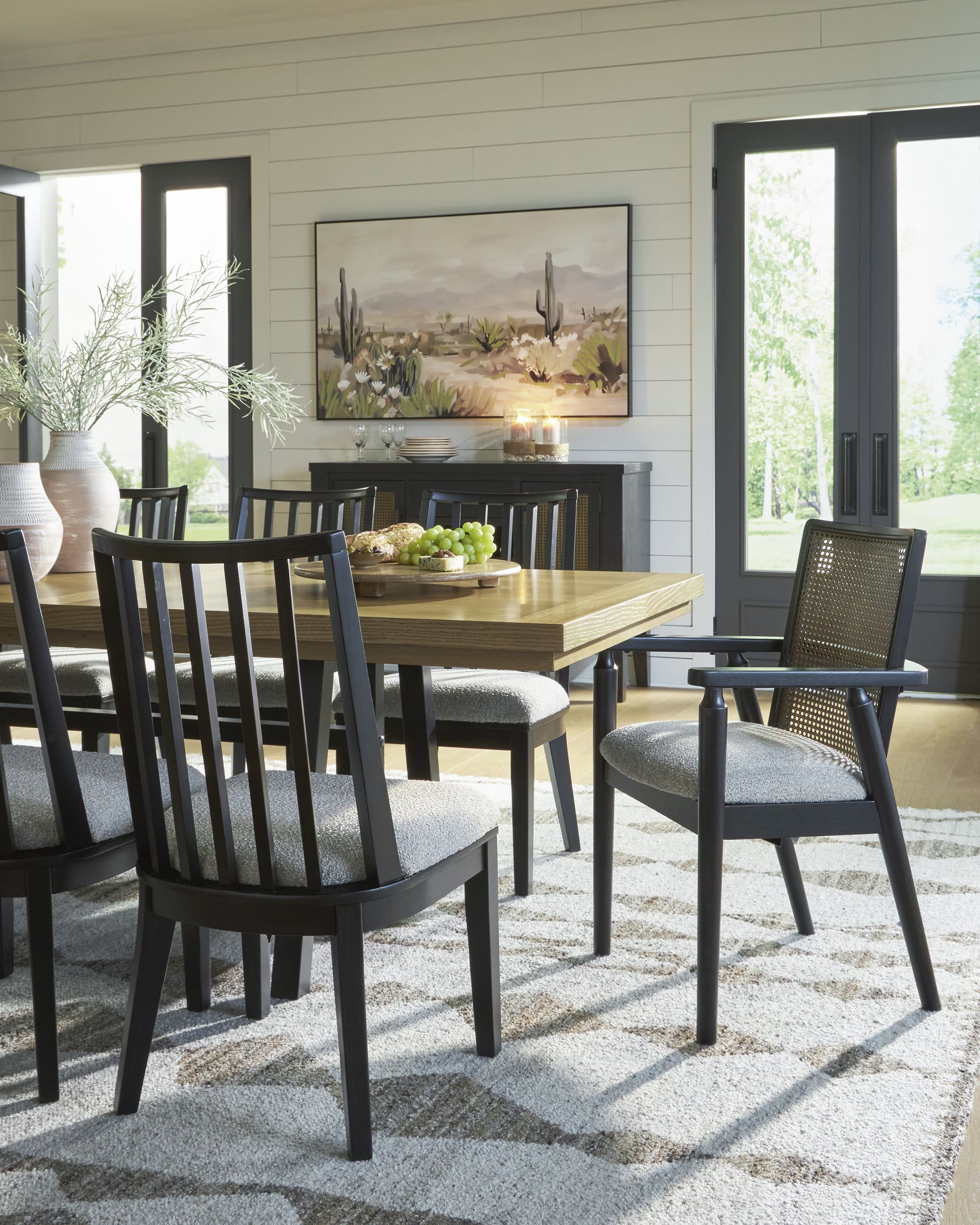 Galliden Extendable Dining Set - Rustic Oak & Black | Ashley
