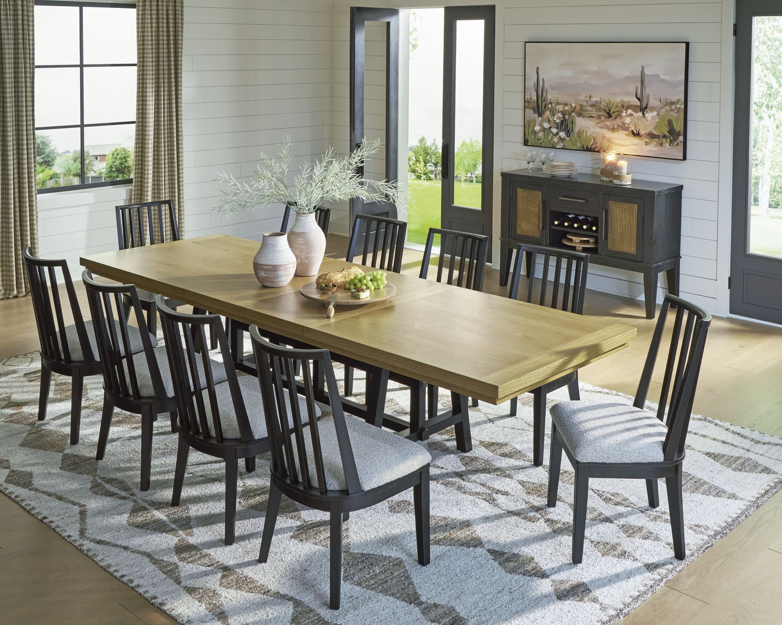 Galliden Extendable Wood Dining Table | Two-Tone Brown & Black