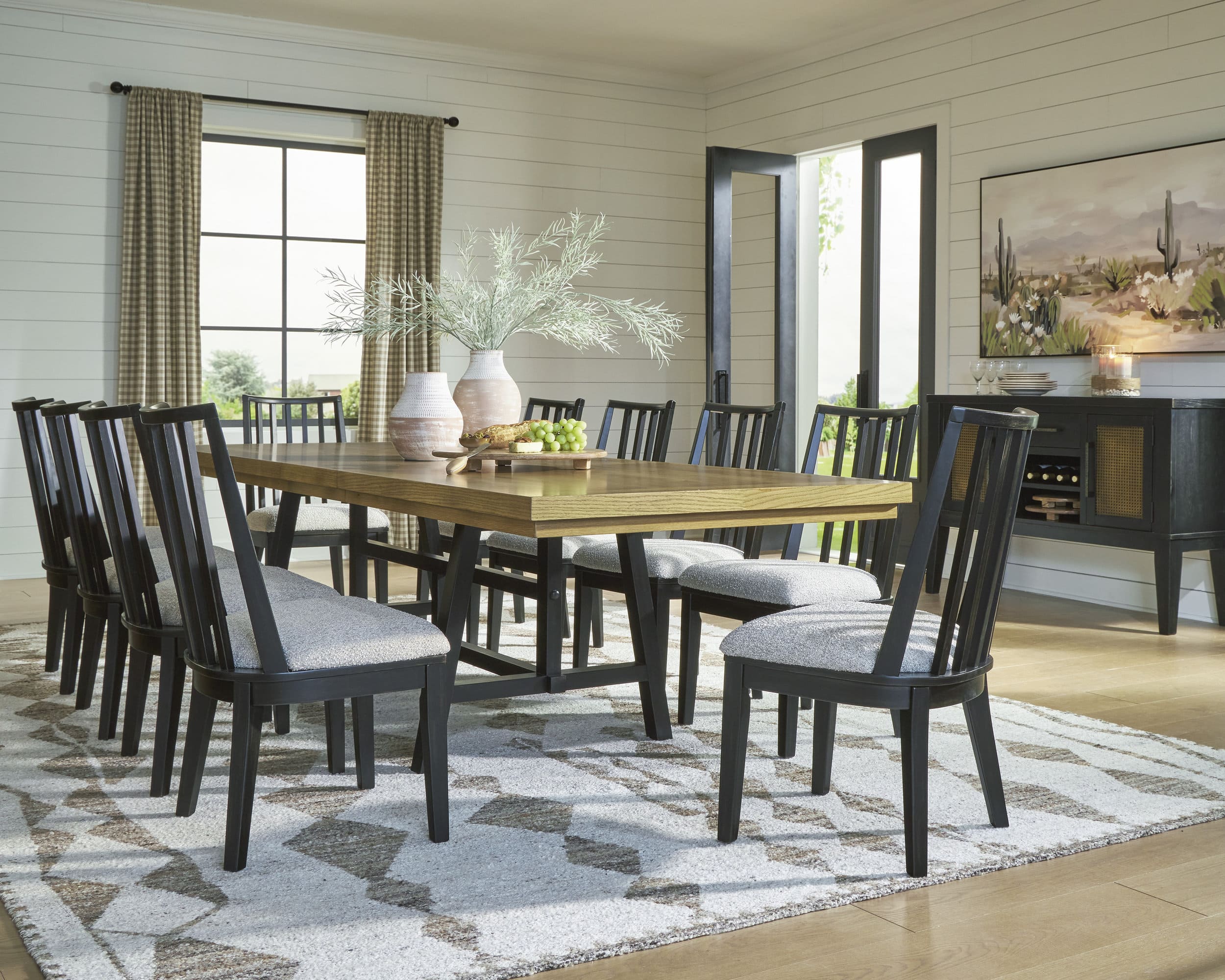 Galliden Extendable Wood Dining Table | Two-Tone Brown & Black