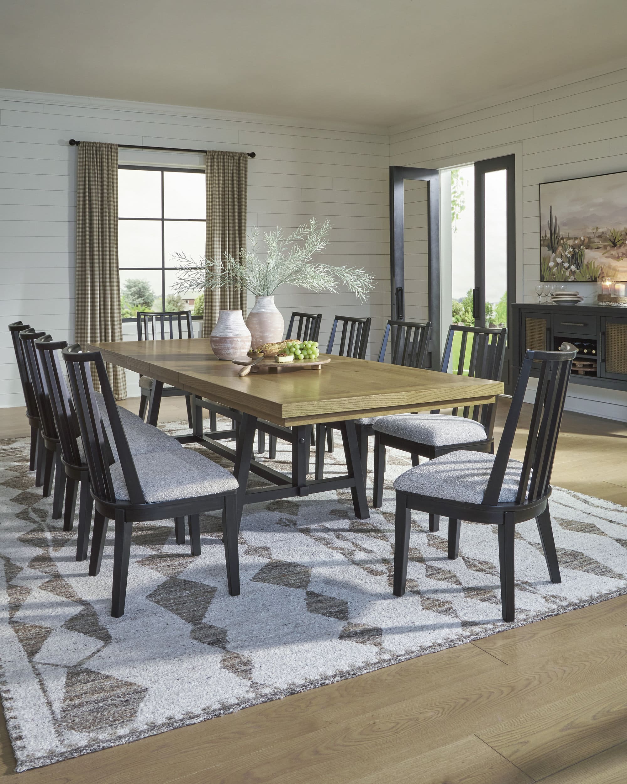 Galliden Extendable Dining Set - Rustic Oak & Black | Ashley