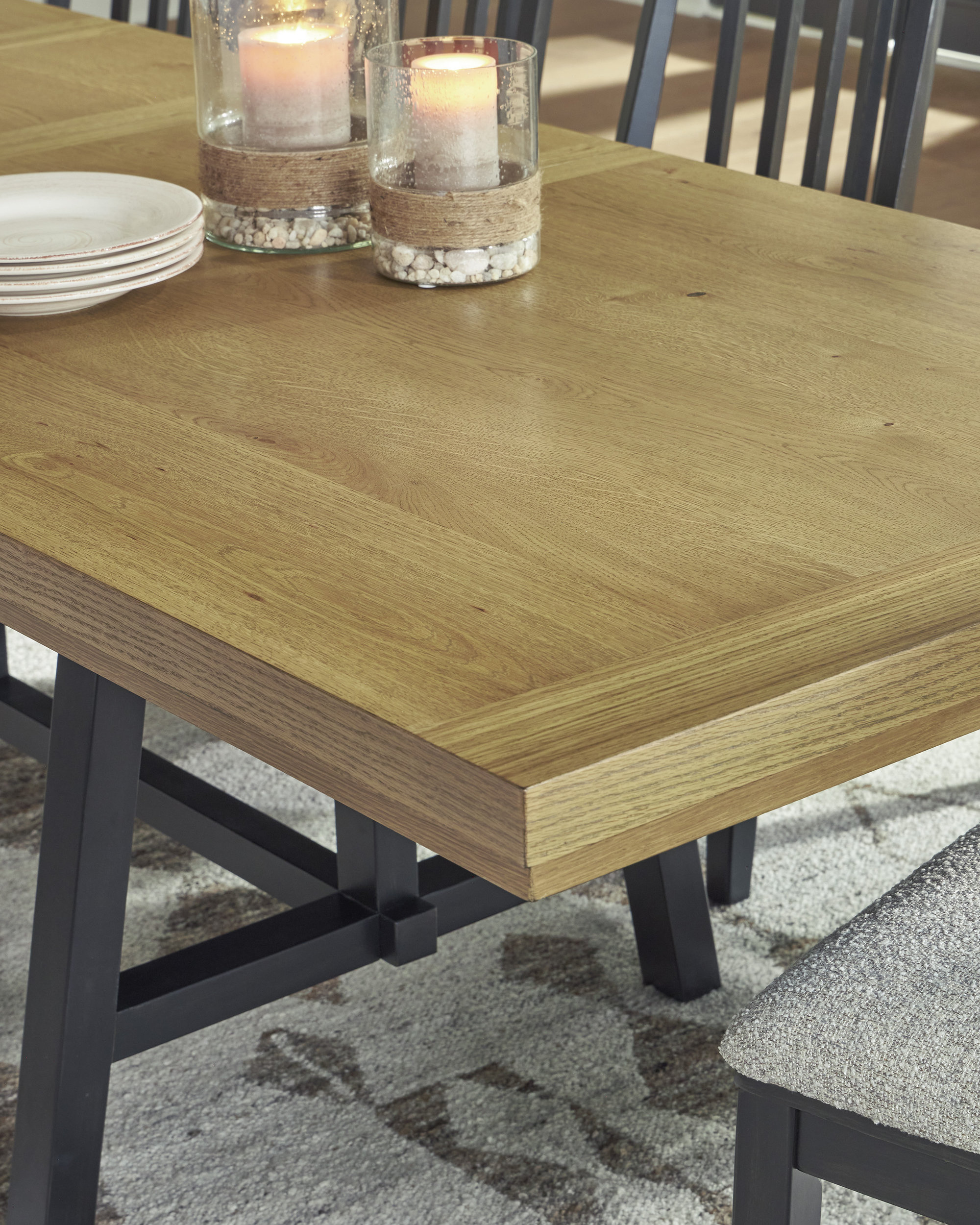 Galliden Extendable Wood Dining Table | Two-Tone Brown & Black
