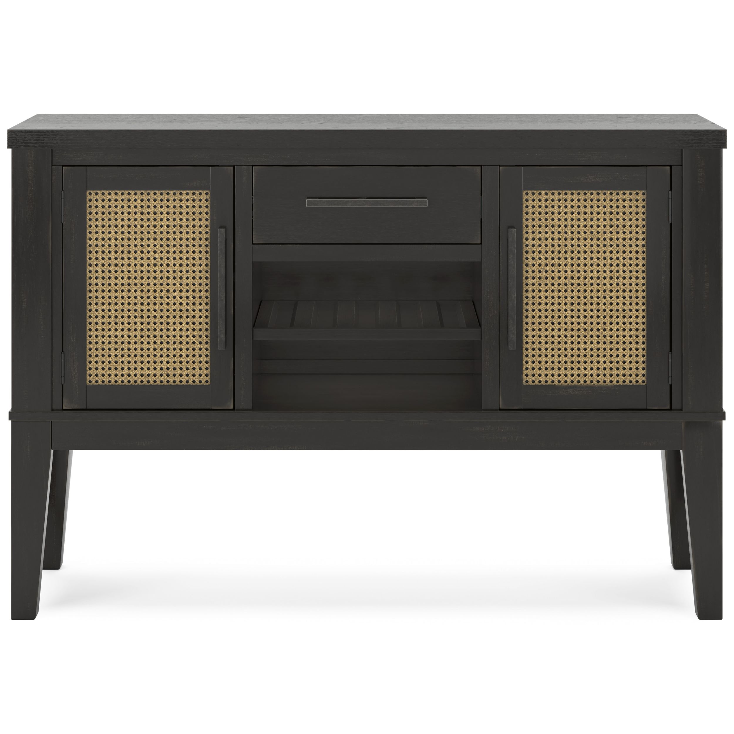 Galliden Wood Dining Room Server - Black Sideboard with Wine Rack