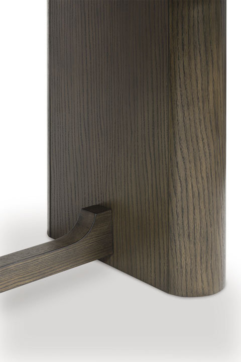 Radkin Rectangular Wood Dining Table - Burnished Brown Reeded Base