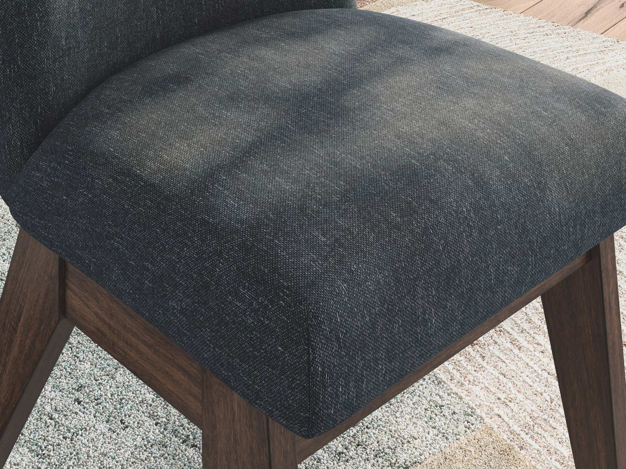 Dilenno Upholstered Dining Side Chair | Dark Brown Wood Finish