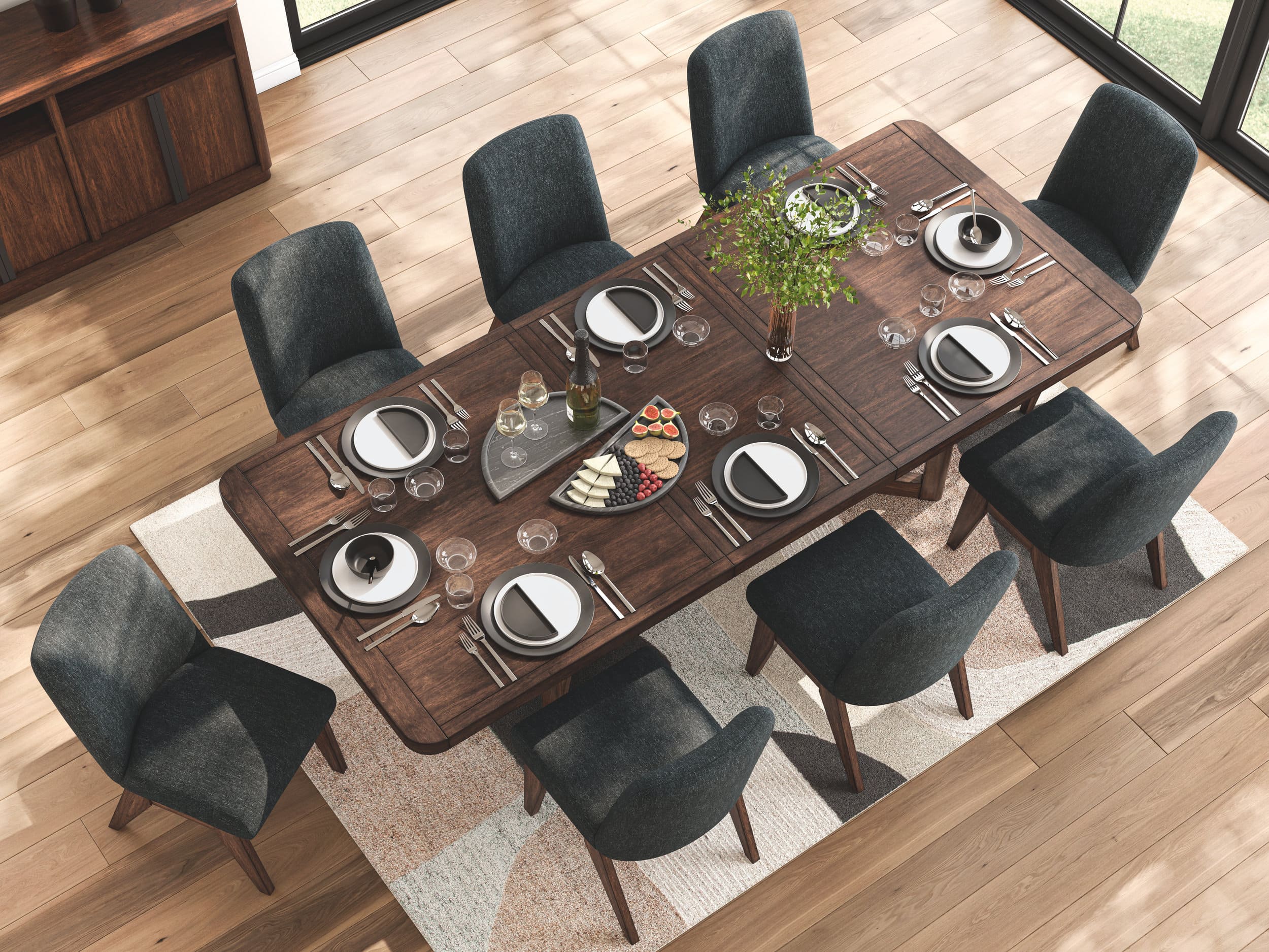 Dilenno Dark Brown Wood Extendable Dining Table | Seats 8