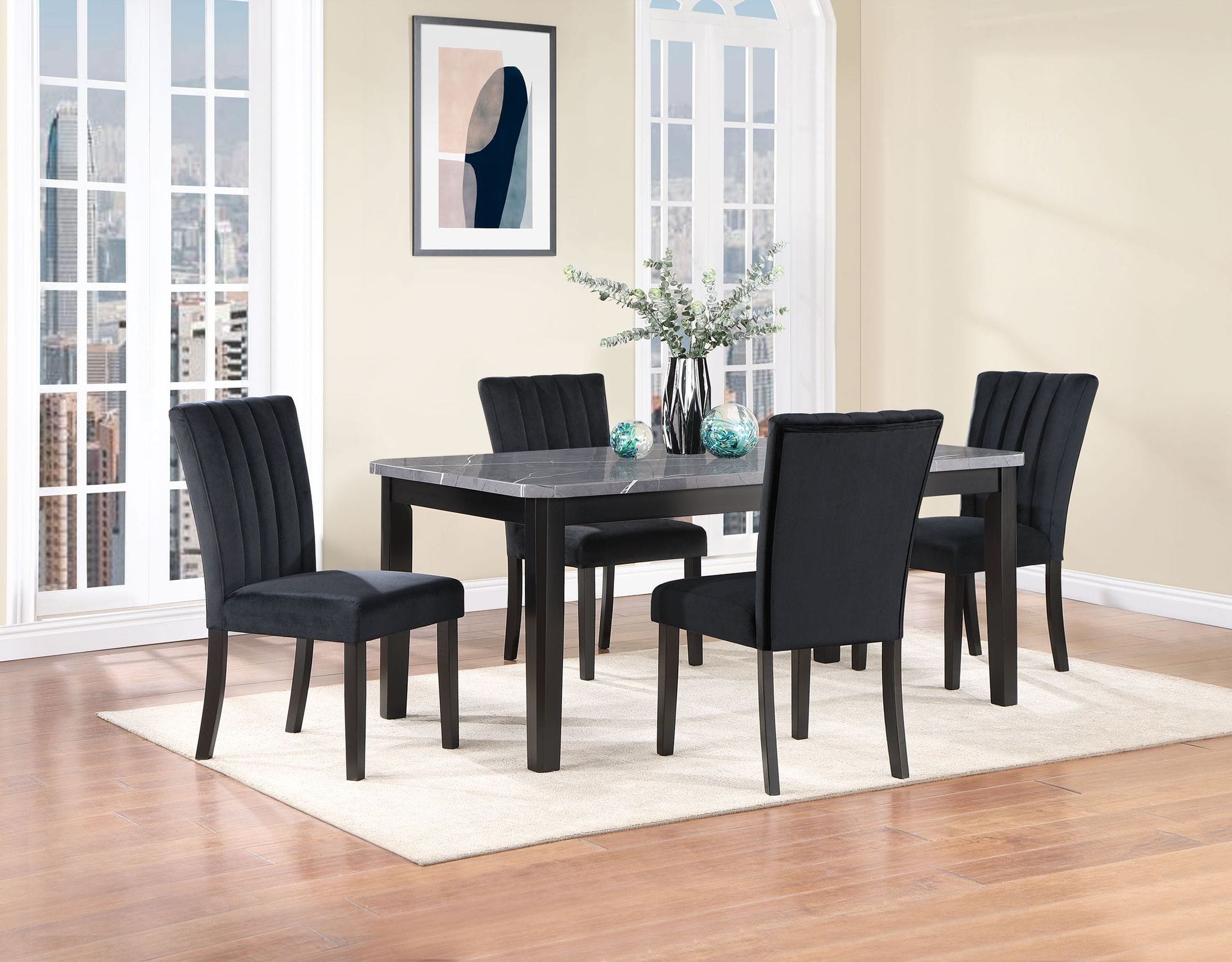 D8685 Faux Marble/Wood Rectangular Dining Table