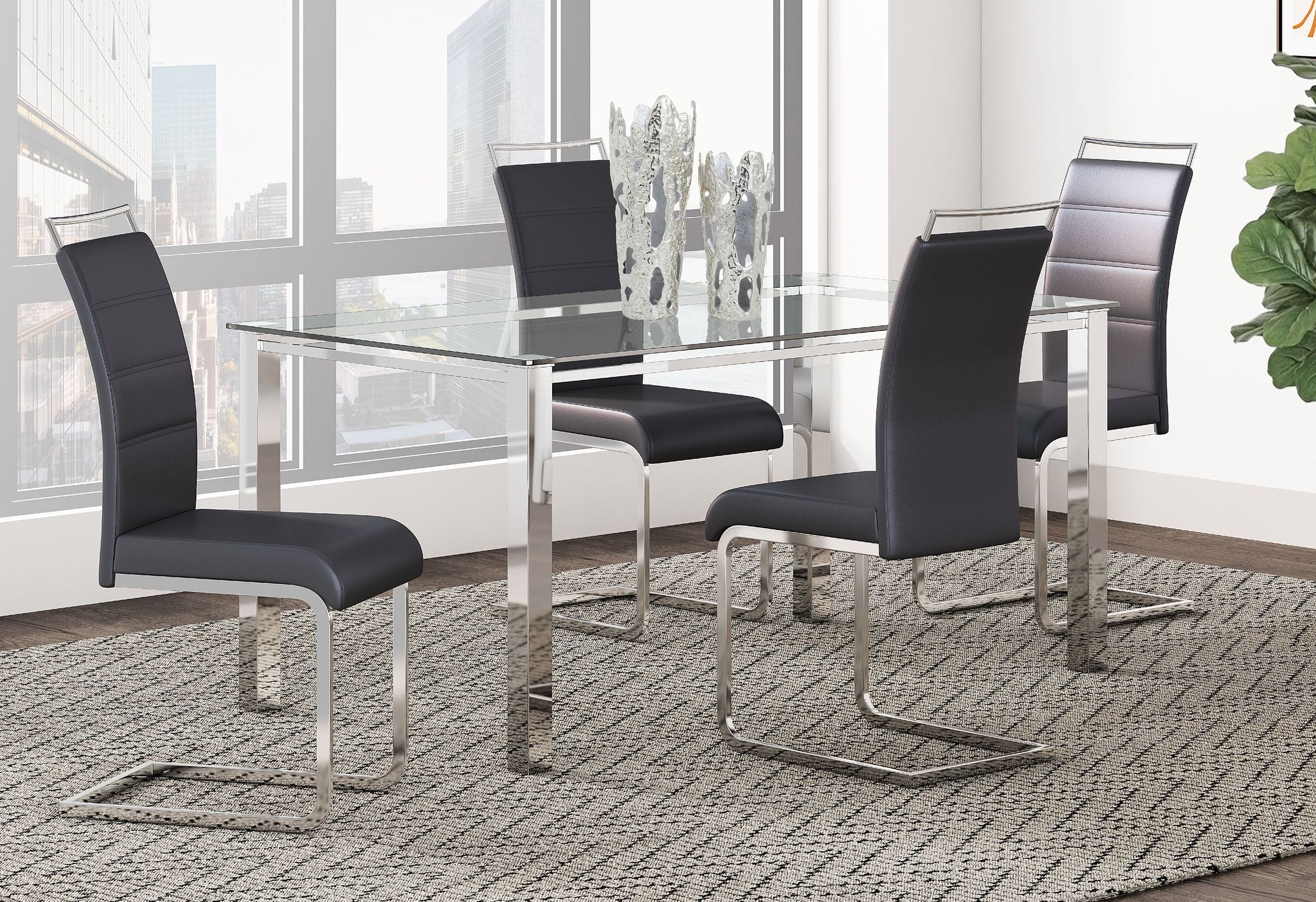 D9121 PU/Steel Dining Chair