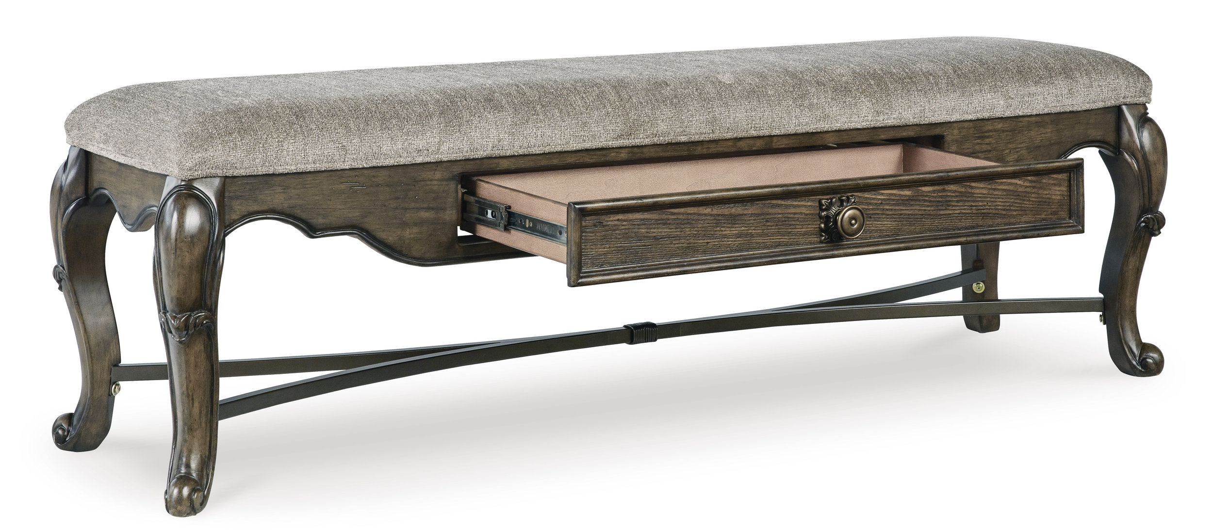 Maylee Upholstered Storage Bench | Dark Brown & Neutral