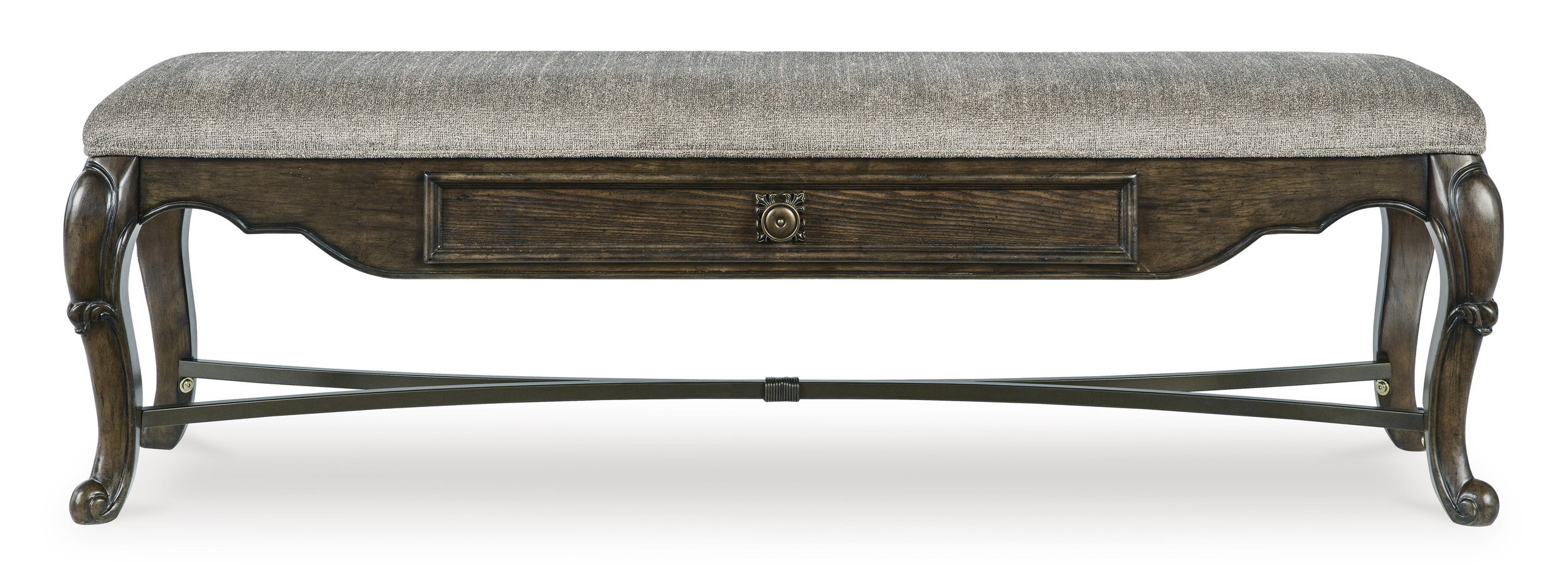 Maylee Upholstered Storage Bench | Dark Brown & Neutral