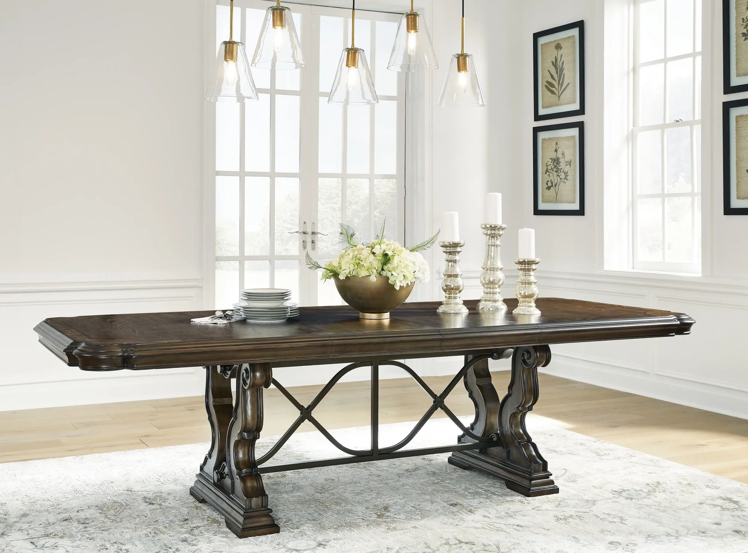 Ashley SM Maylee Wood Veneer Extendable Dining Set