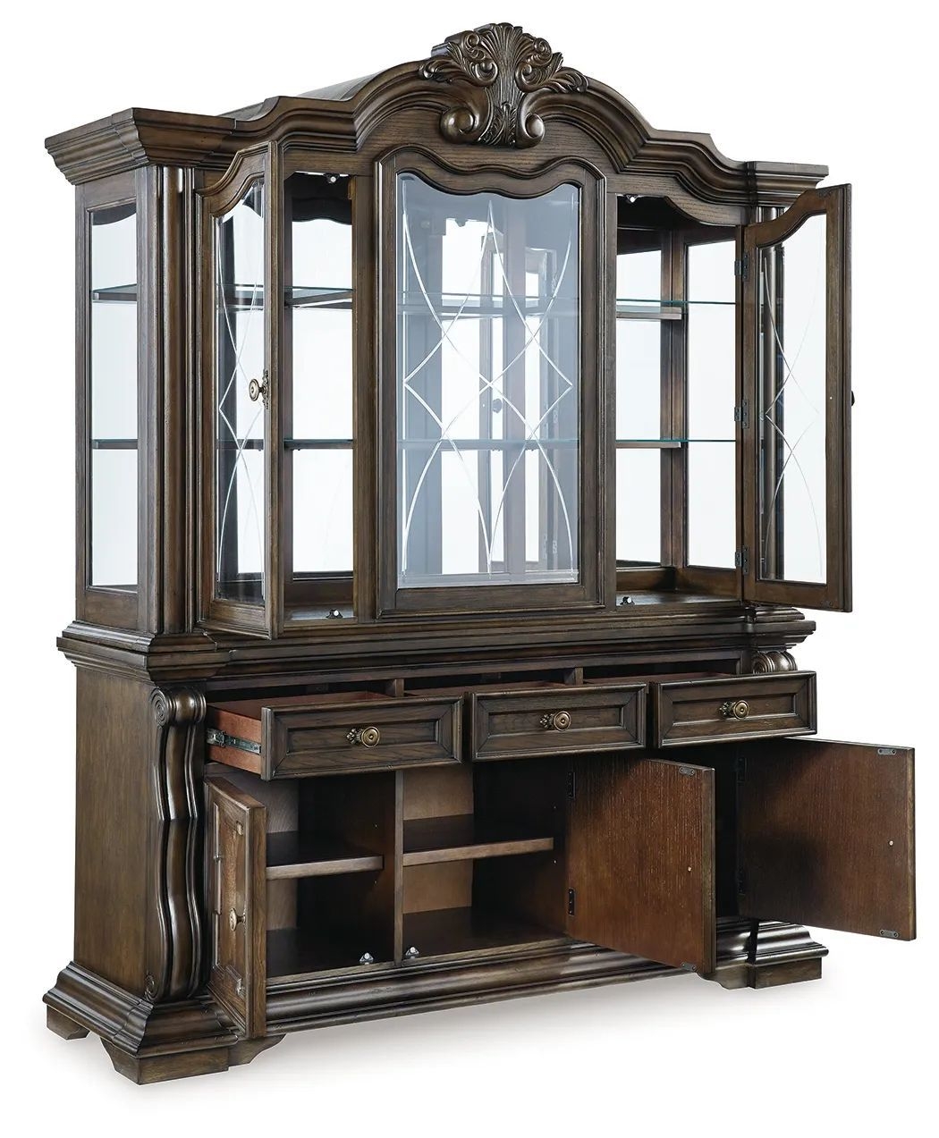 Ashley SM Maylee Wood Veneer Buffet & Hutch
