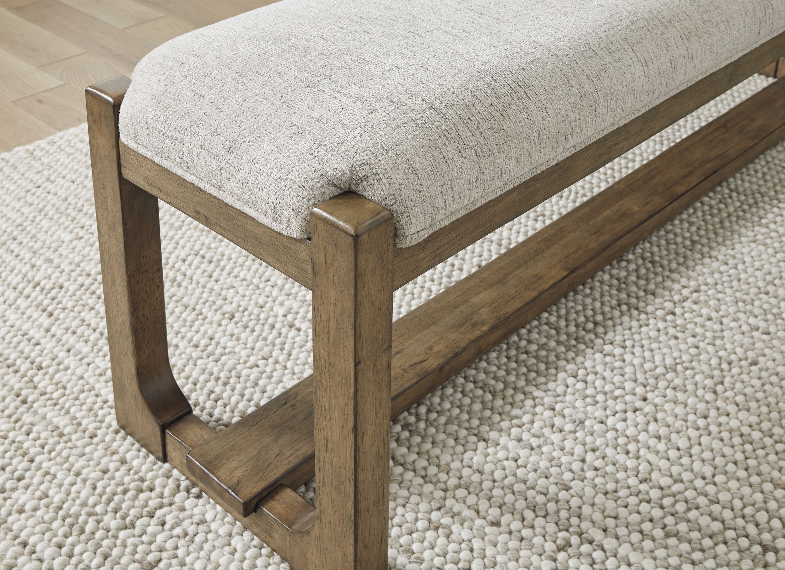Cabalynn Large Upholstered Dining Bench | Oatmeal & Brown