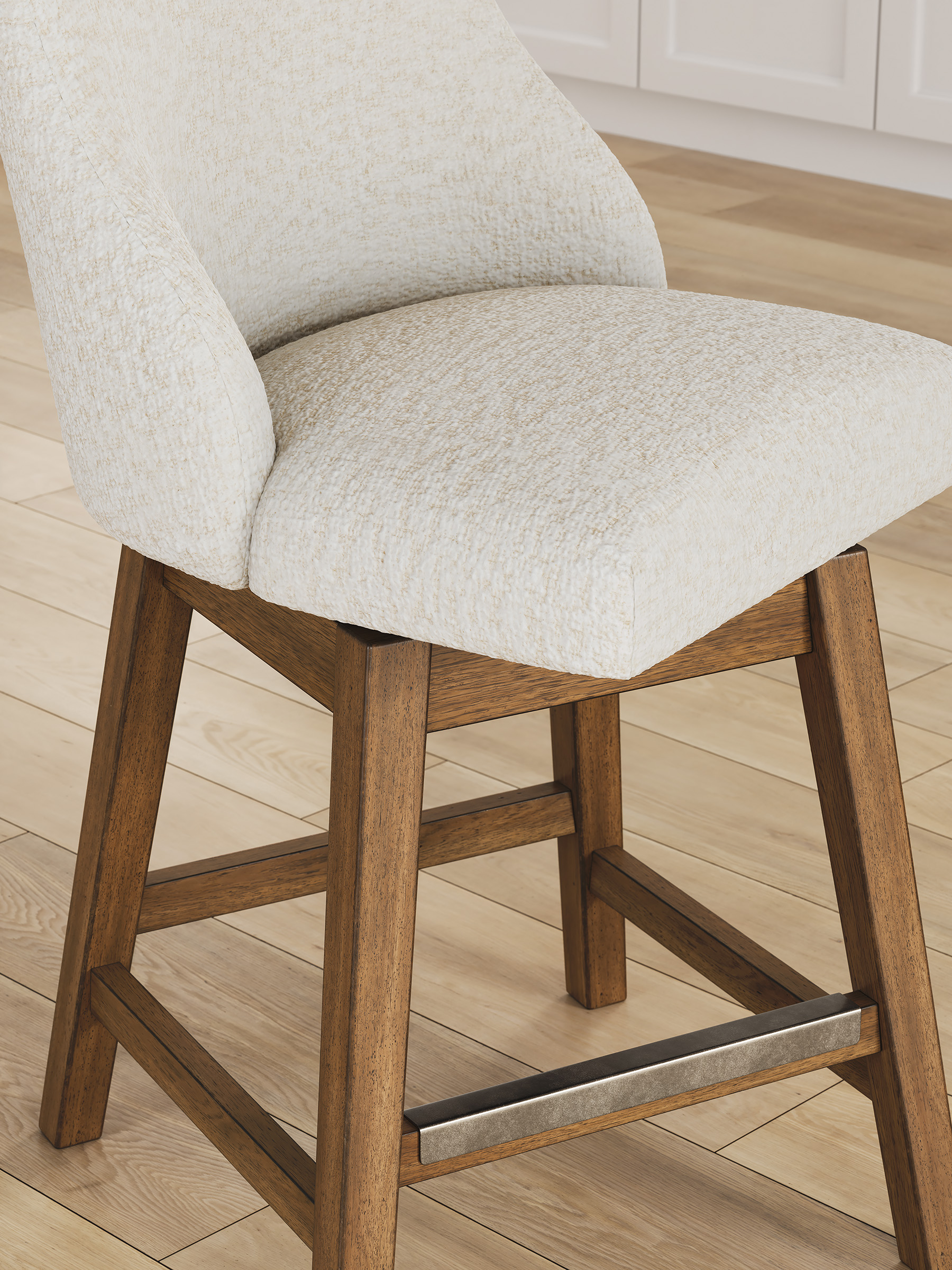 Cabalynn Whitewash Wood & Gray Upholstered Bar Height Stool
