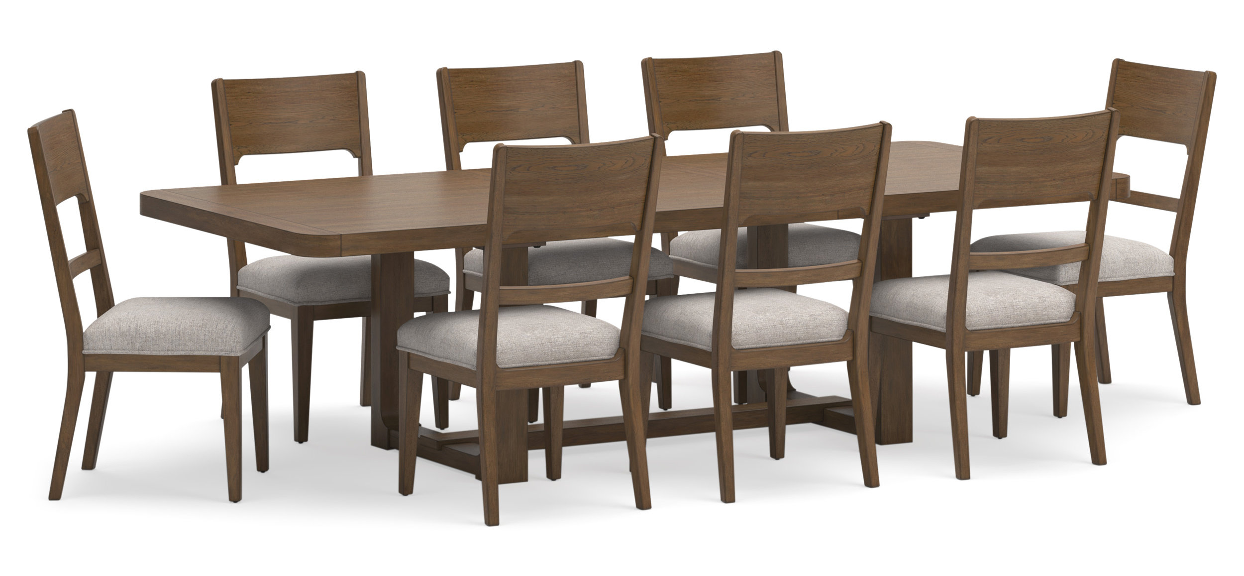 Cabalynn Upholstered Dining Side Chair | Oatmeal Fabric & Wood