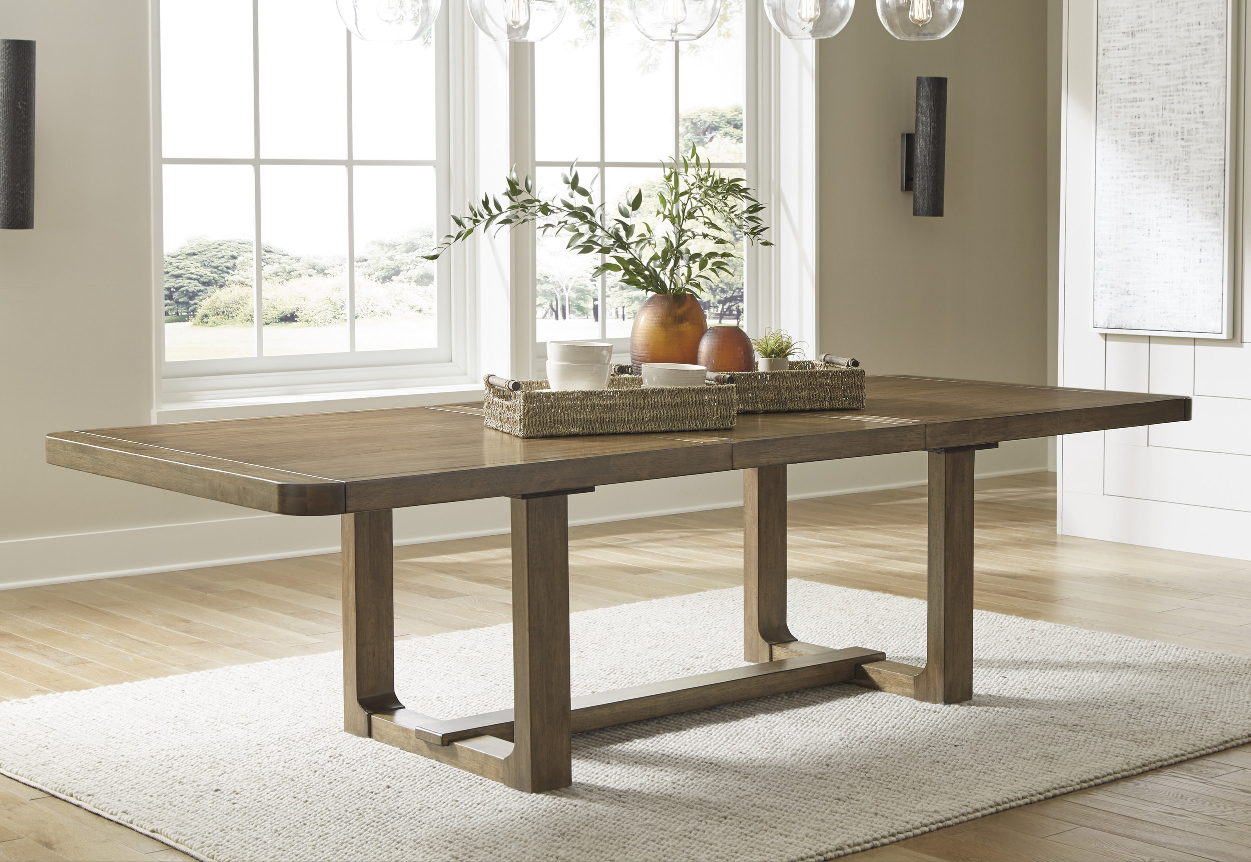 Ashley Cabalynn Extendable Wood Dining Table - Light Brown