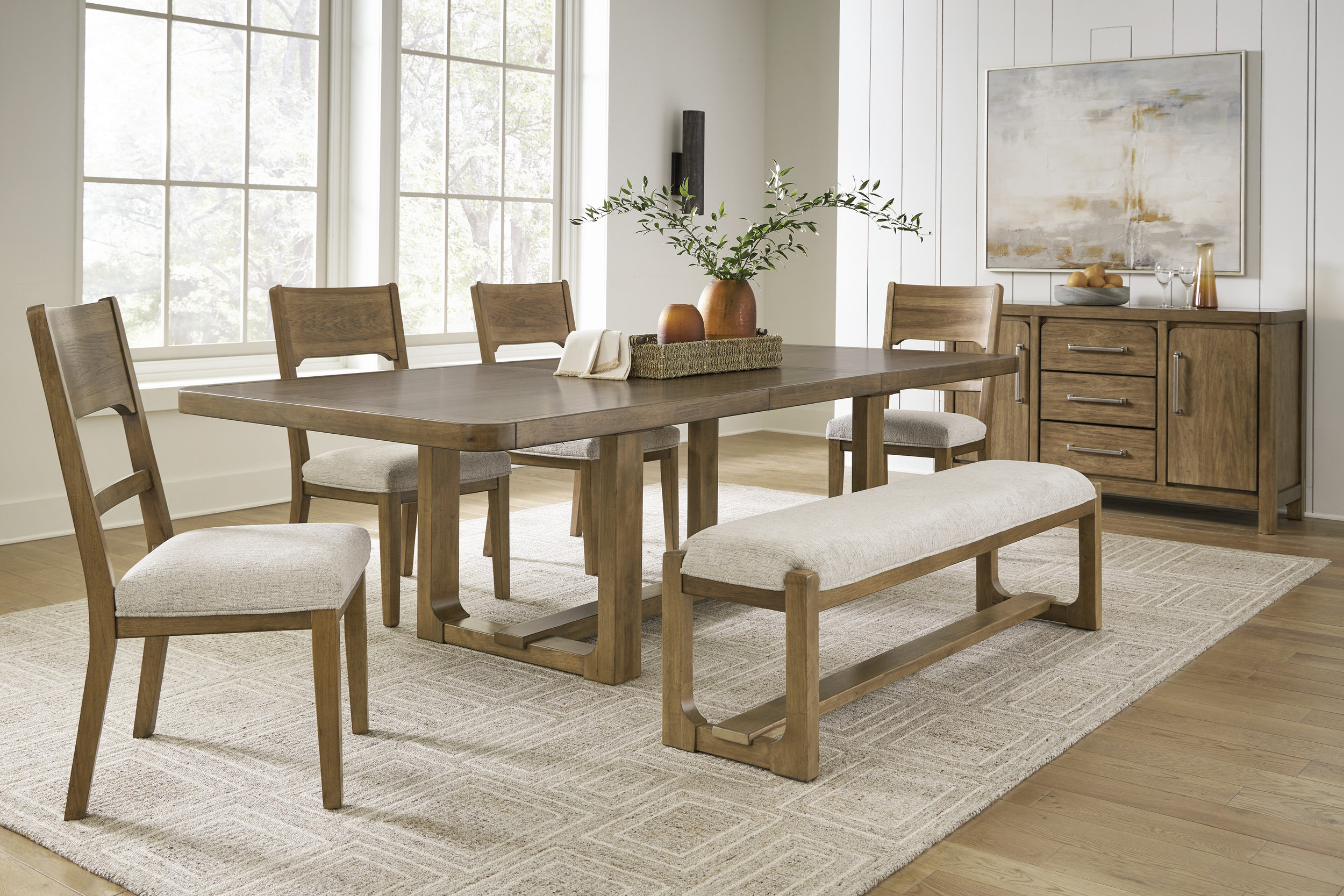 Ashley Cabalynn Extendable Wood Dining Table - Light Brown