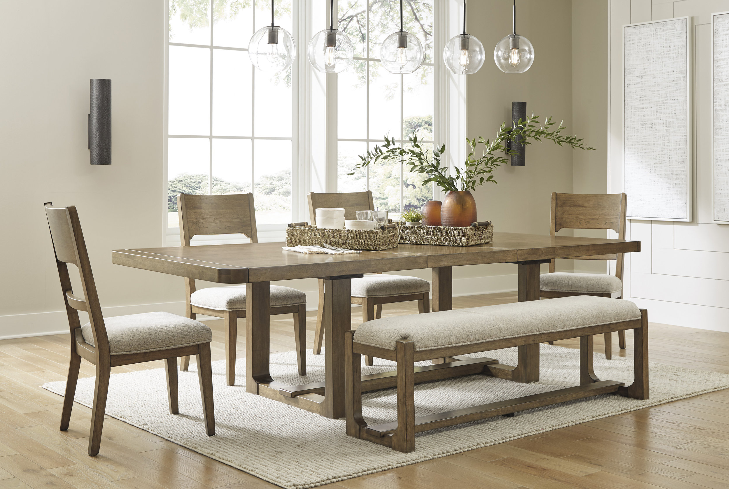 Cabalynn Rectangular Extendable Dining Room Set | Light Brown