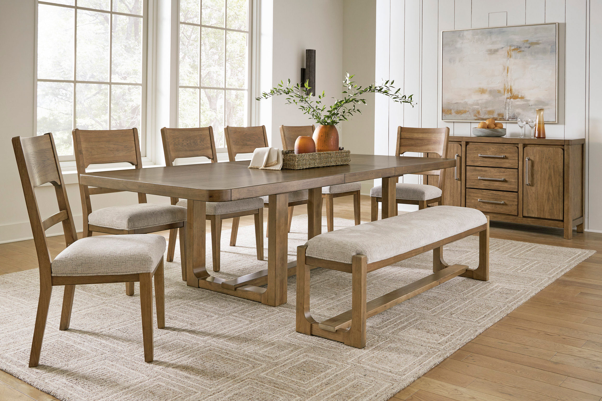 Ashley Cabalynn Extendable Wood Dining Table - Light Brown