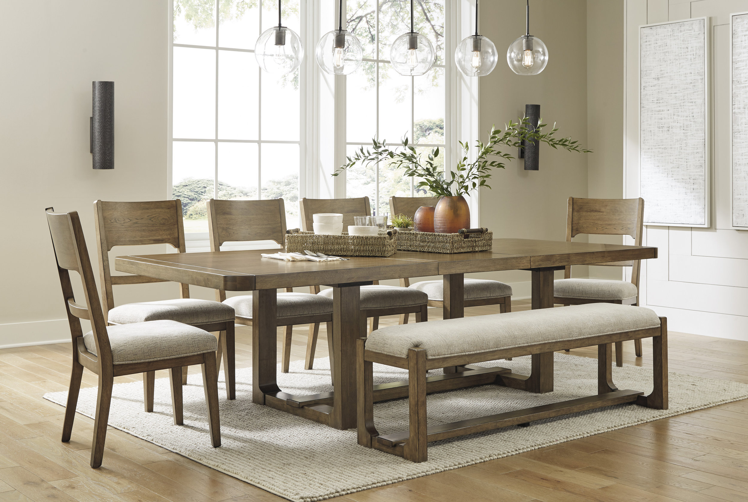 Ashley Cabalynn Extendable Wood Dining Table - Light Brown
