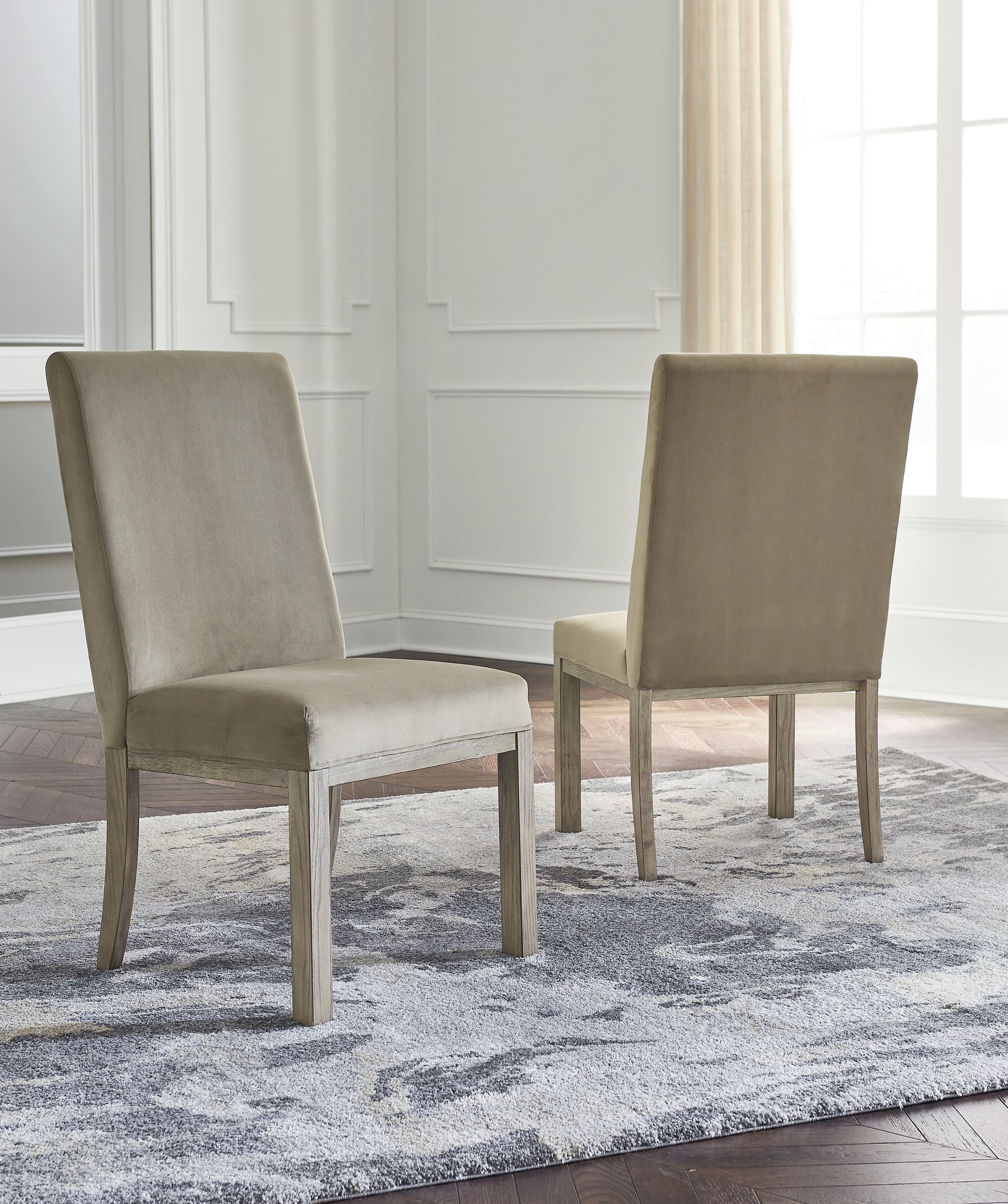 Chrestner Upholstered Dining Side Chair | Gray & Rustic Brown