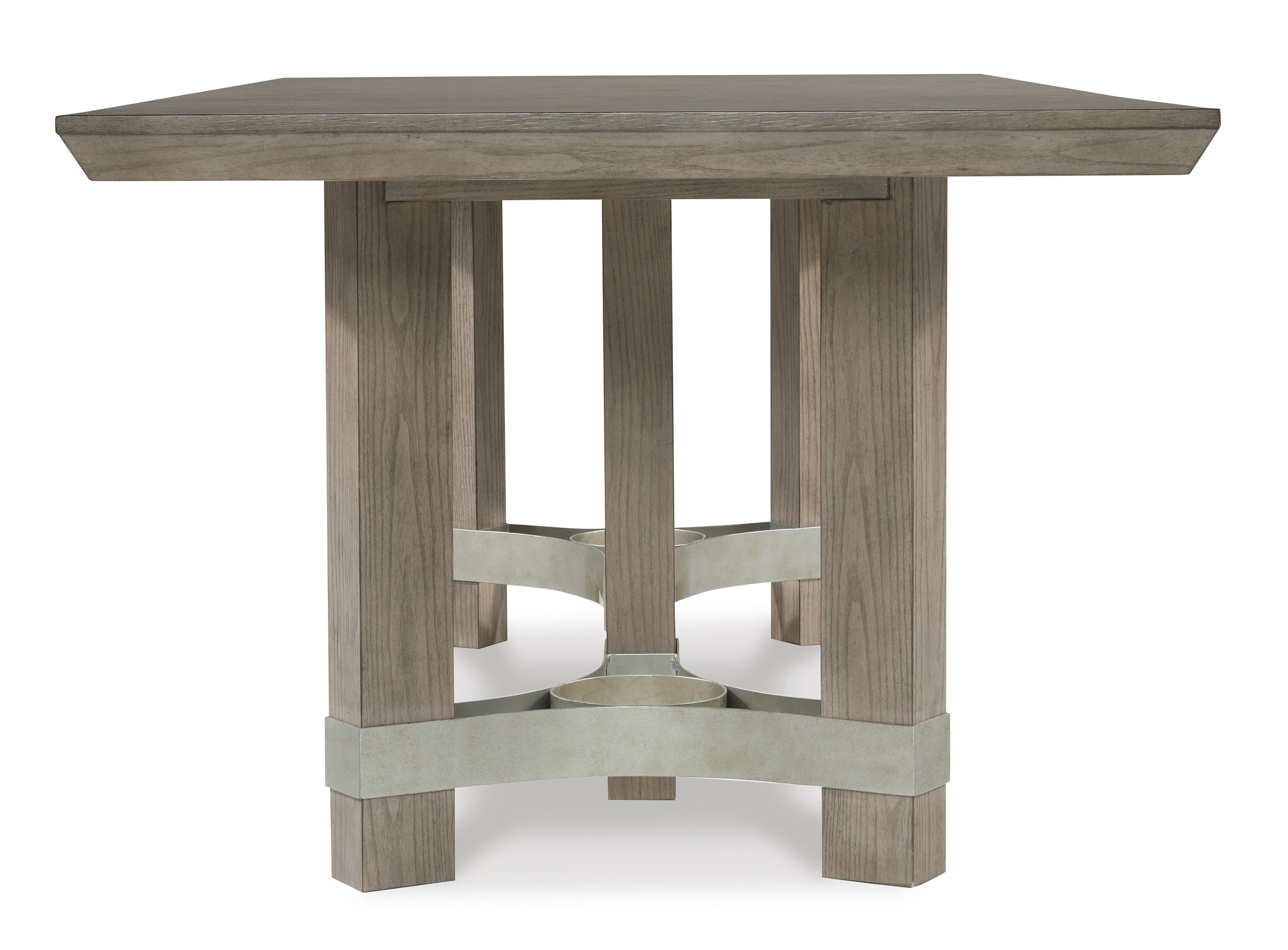 Chrestner Gray Rectangular Wood Dining Table | Double Pedestal