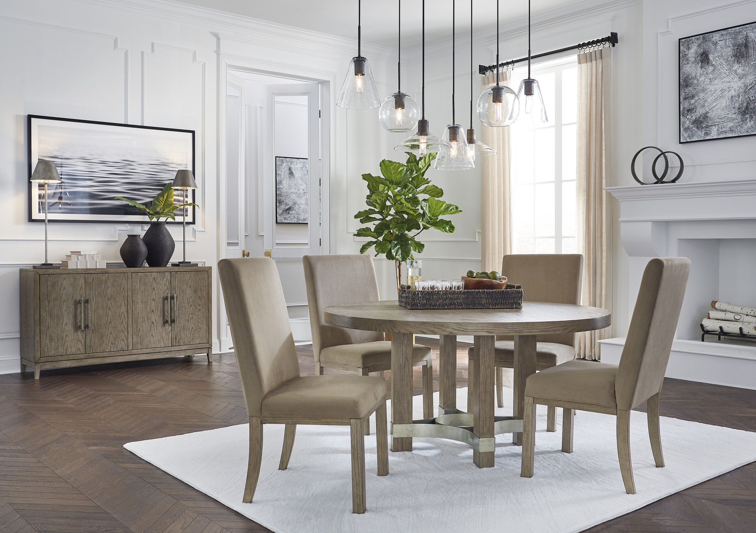 Chrestner Upholstered Dining Side Chair | Gray & Rustic Brown